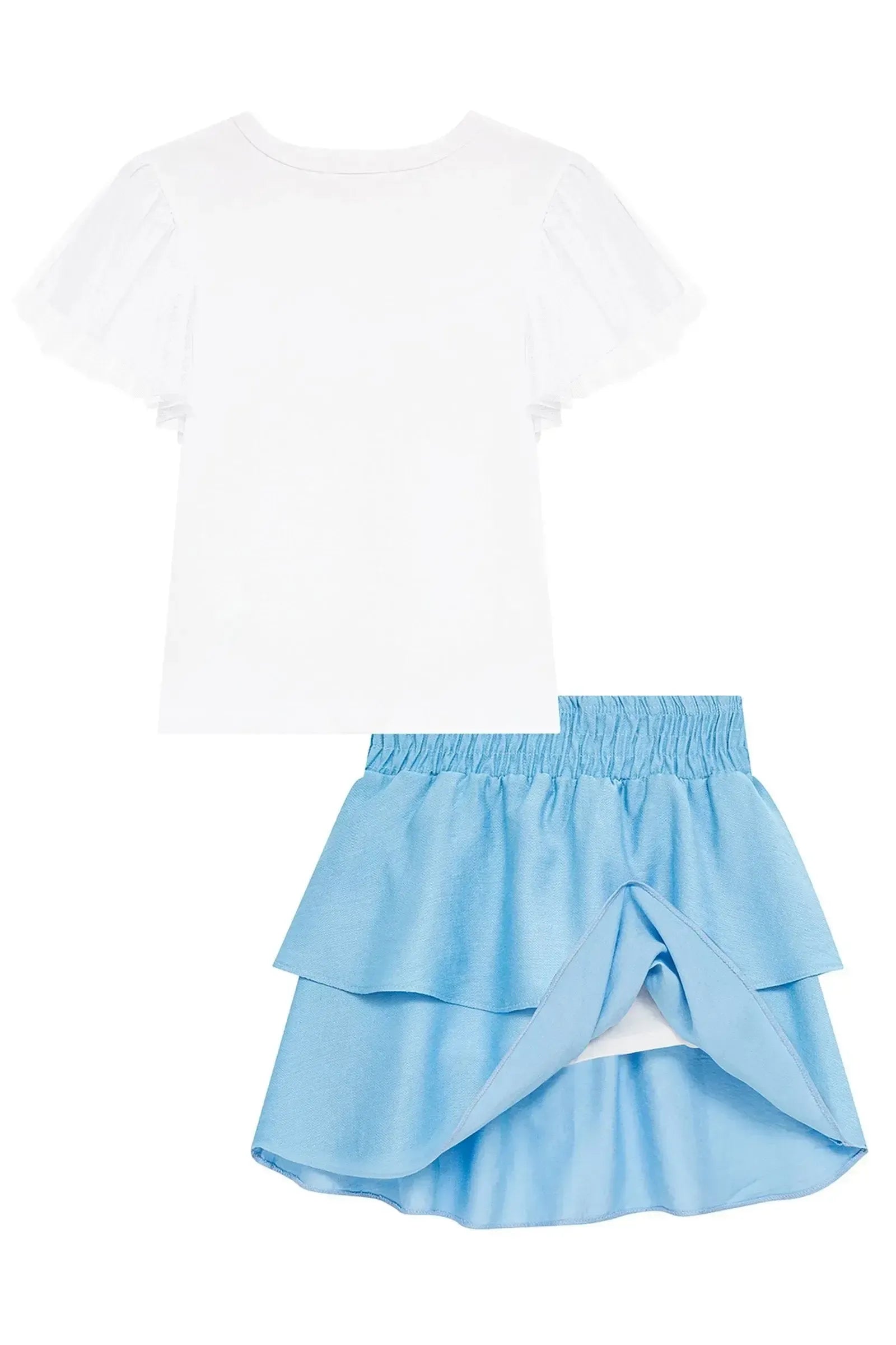 Conjunto de Blusa em Cotton e Saia em Viscose (com Shorts Embutido) 96682 Kukiê Infantil Menina
