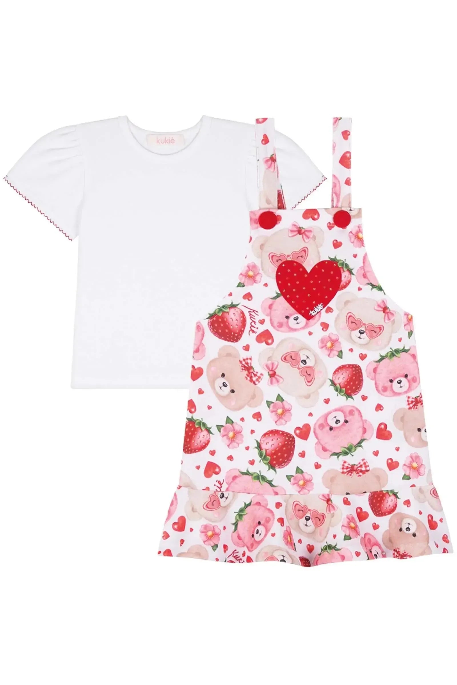 Conjunto de Blusa em Cotton e Salopete em Molecotton 84828 Kukiê Bebê Menina