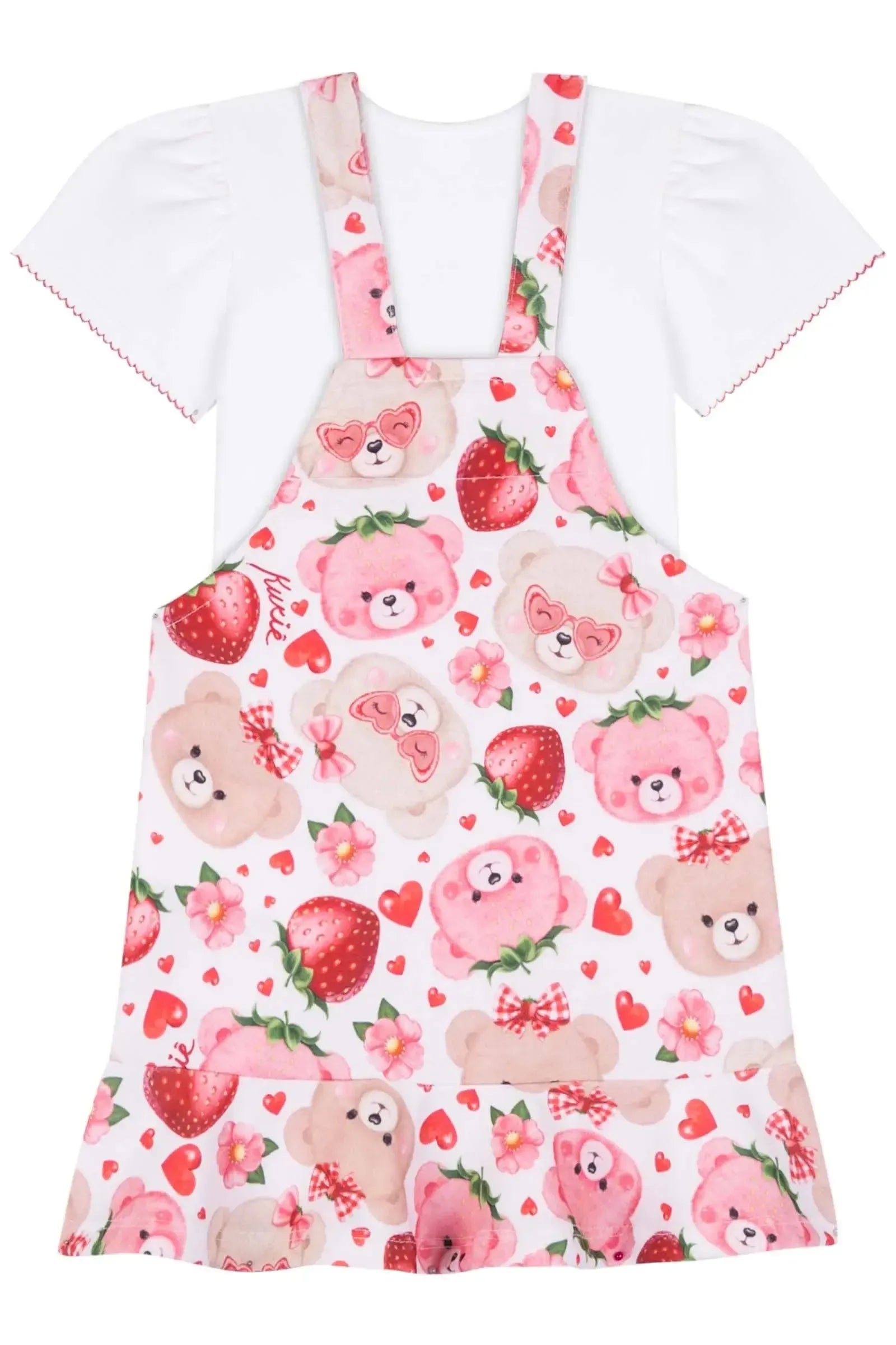 Conjunto de Blusa em Cotton e Salopete em Molecotton 84828 Kukiê Bebê Menina