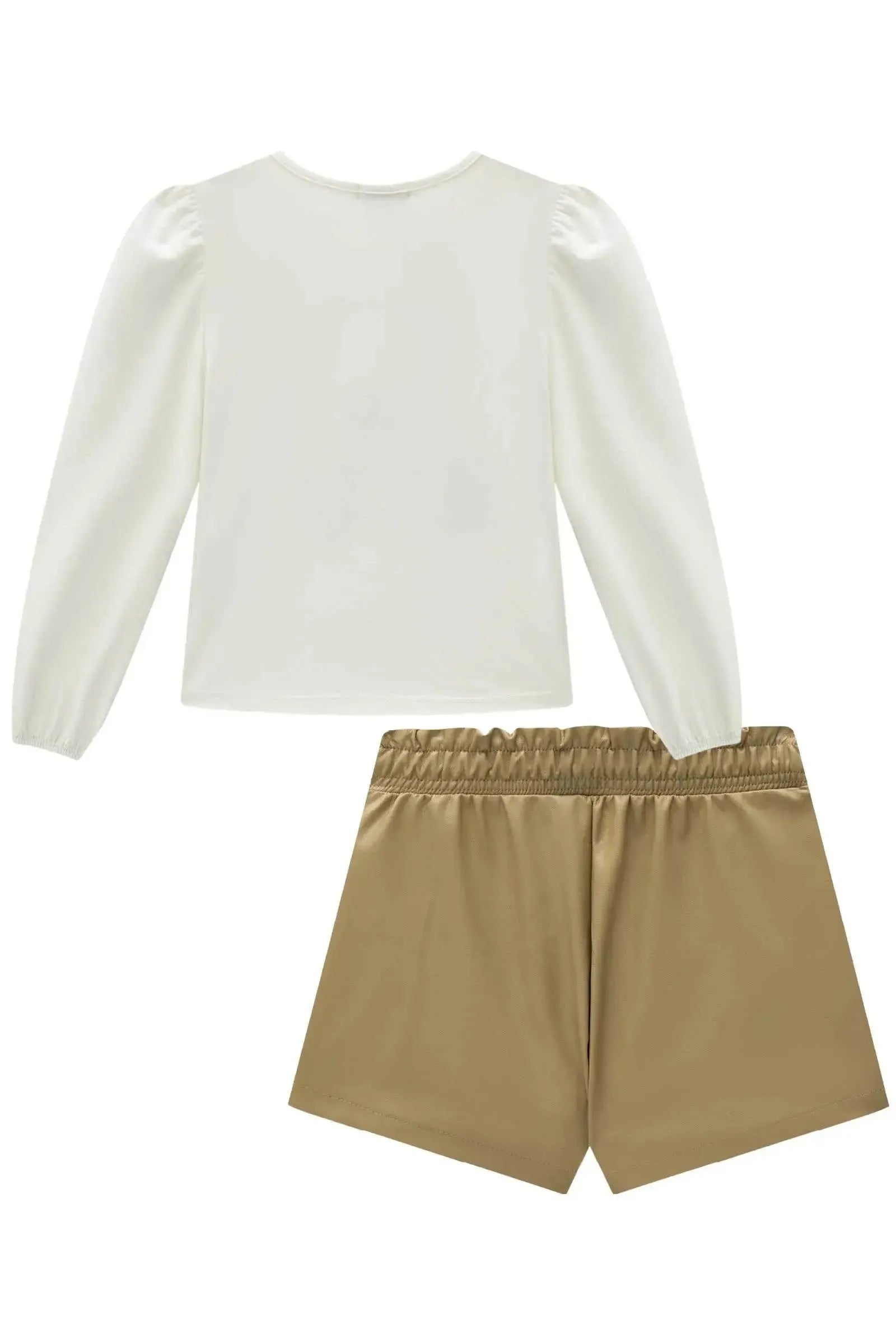 Conjunto de Blusa em Cotton e Short Saia em Couro Sintético 89746 Infanti Infantil Menina