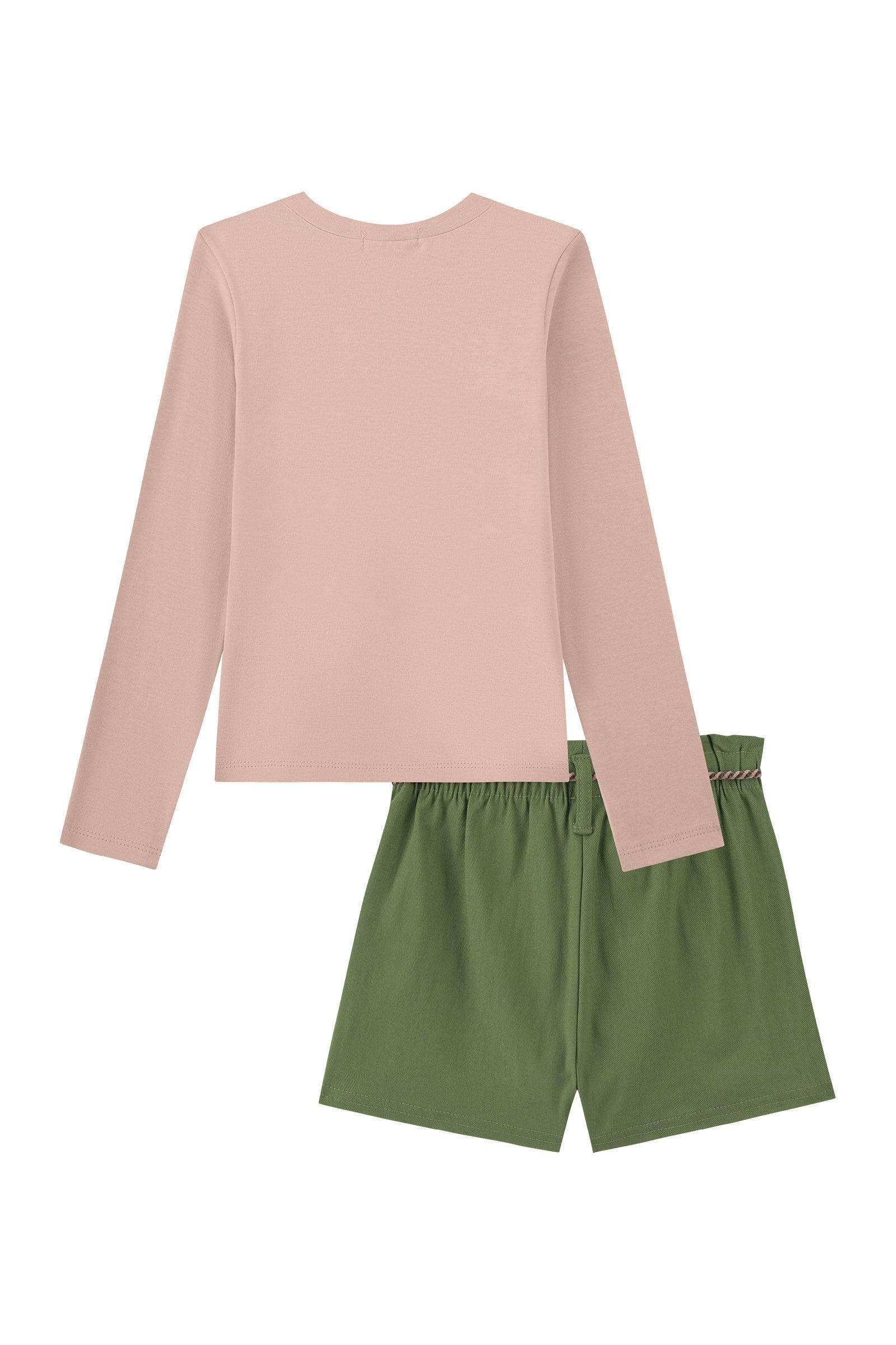 Conjunto de Blusa em Cotton e Shorts em Bengaline 94001 Kukiê Infantil Menina