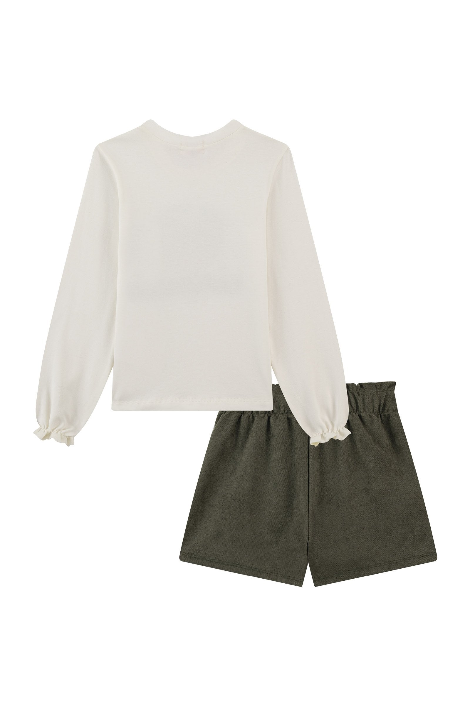 Conjunto de Blusa em Cotton e Shorts em Cotelê 90651 Kukiê Infantil Menina