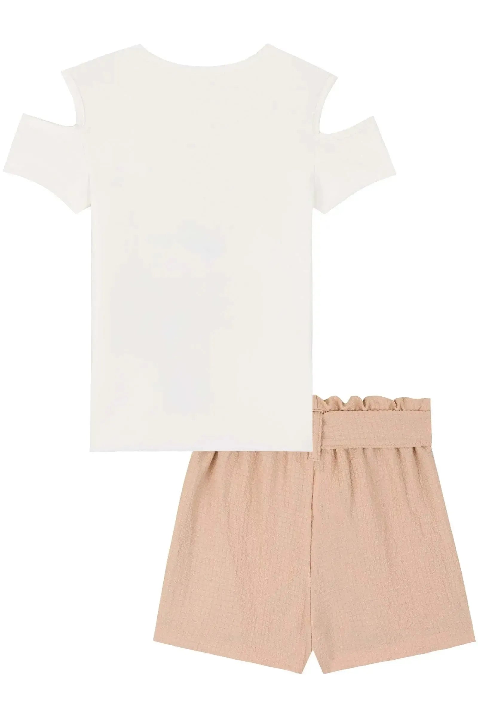 Conjunto de Blusa em Cotton e Shorts em Crepe Textura 84950 Kukiê Infantil Menina