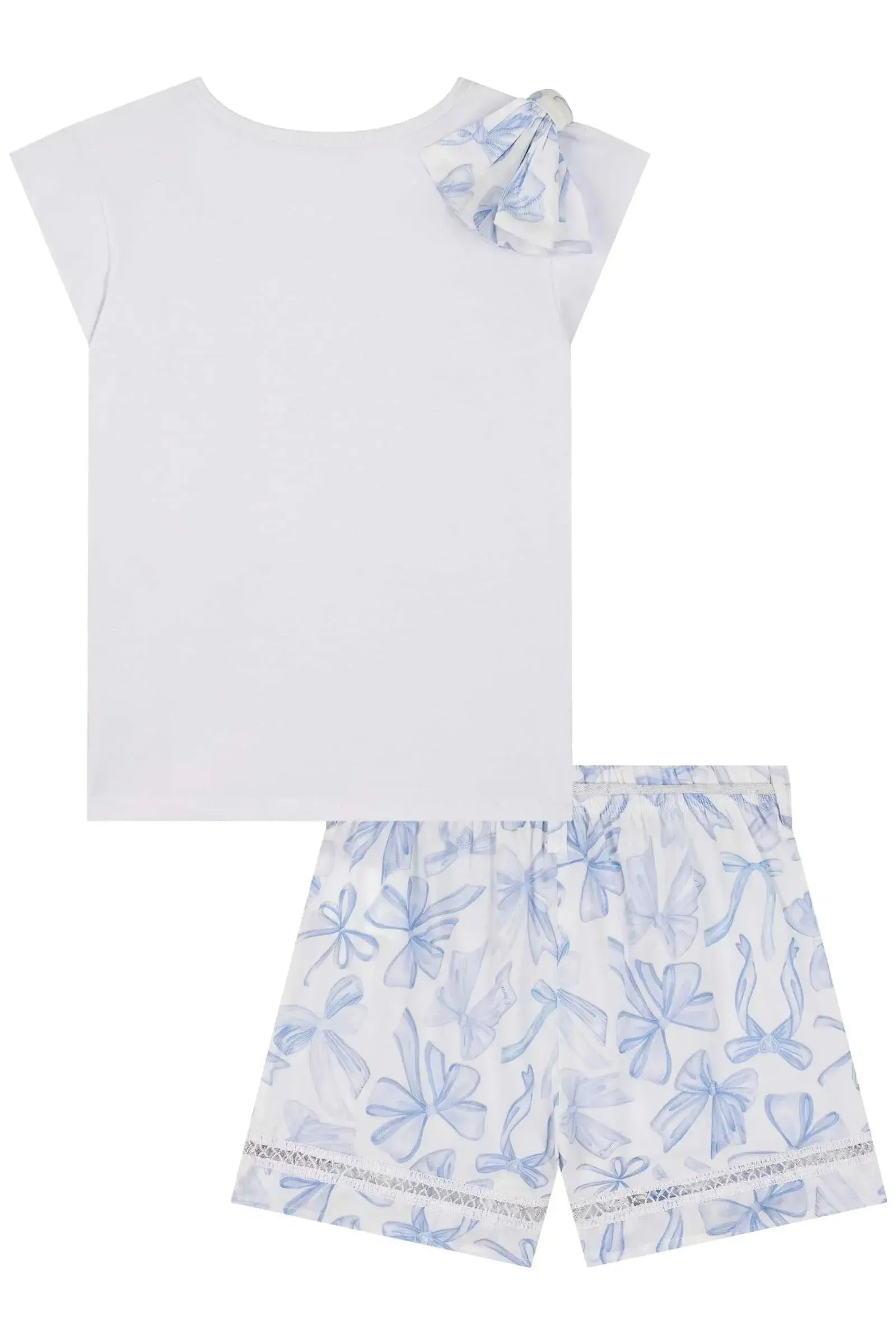 Conjunto de Blusa em Cotton e Shorts em Tricoline com Elastano 83195 Kukiê Infantil Menina