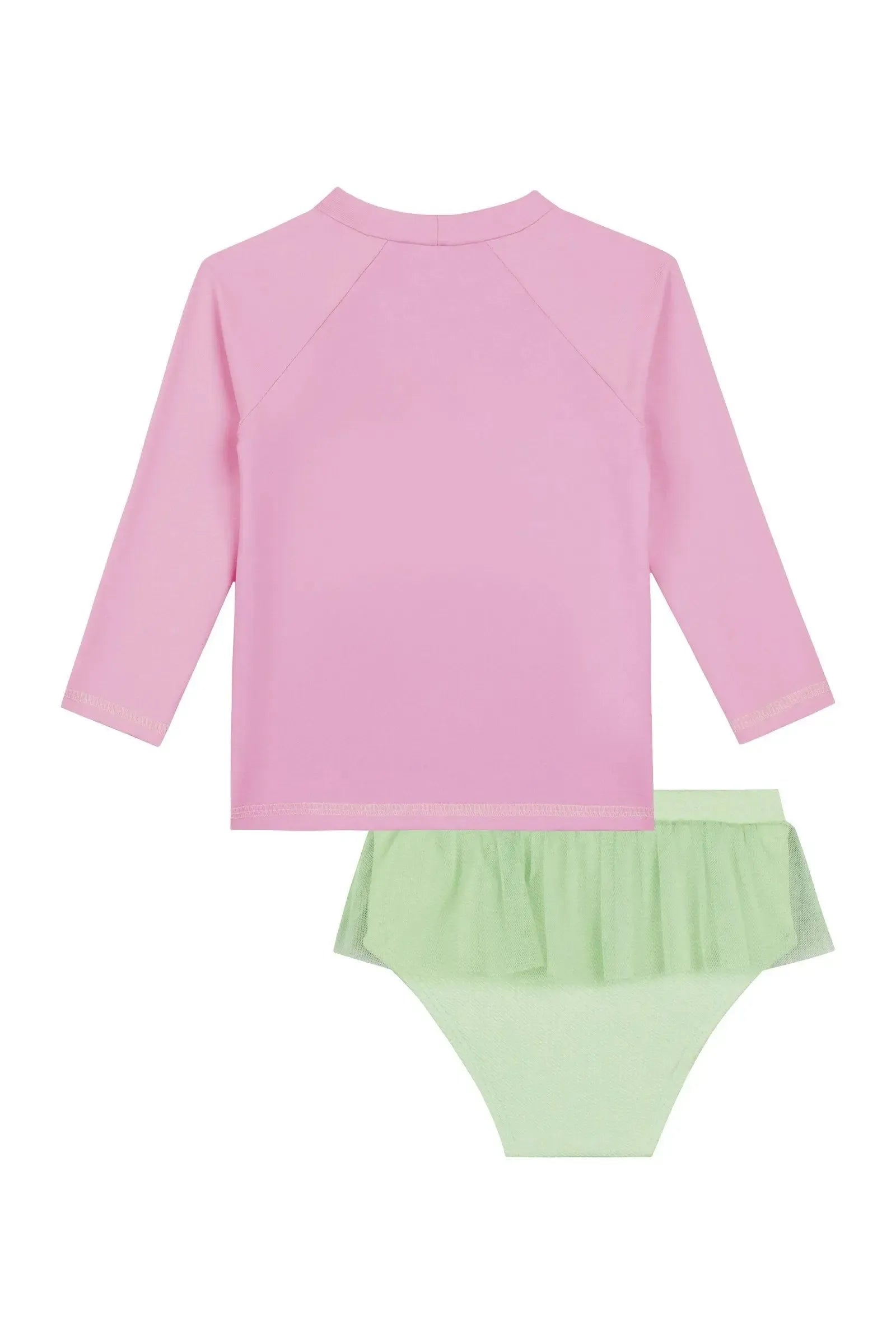 Conjunto de Blusa em Malha com Proteção UV50+ e Calcinha em Jaquard Textura 87745 Kukiê Bebê Menina