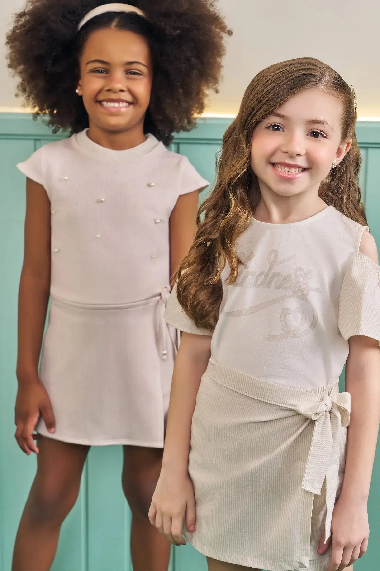 Conjunto de Blusa em Malha Power e Short Saia em Tricoline 100% Algodão 83750 Kukiê Infantil Menina