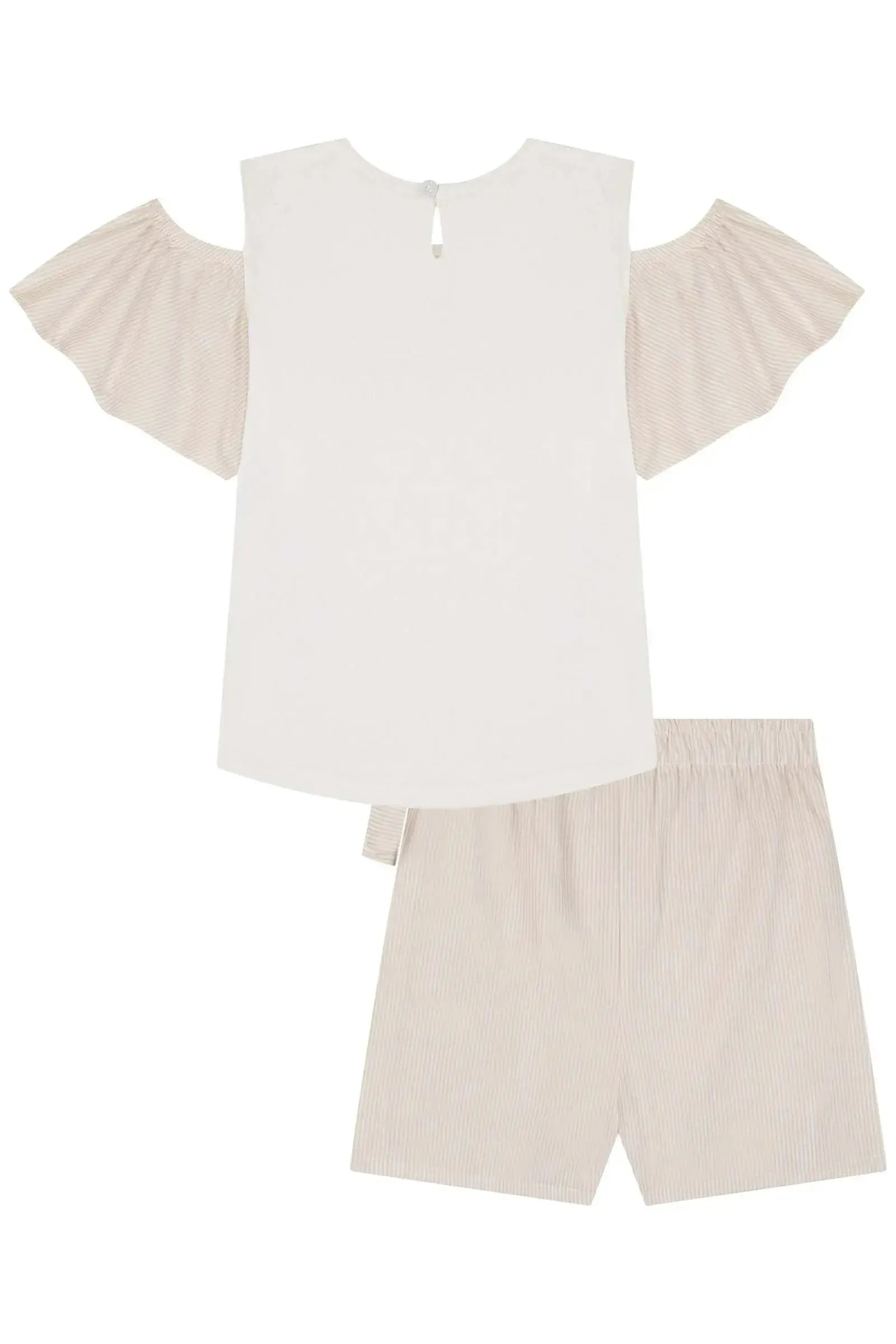 Conjunto de Blusa em Malha Power e Short Saia em Tricoline 100% Algodão 83750 Kukiê Infantil Menina