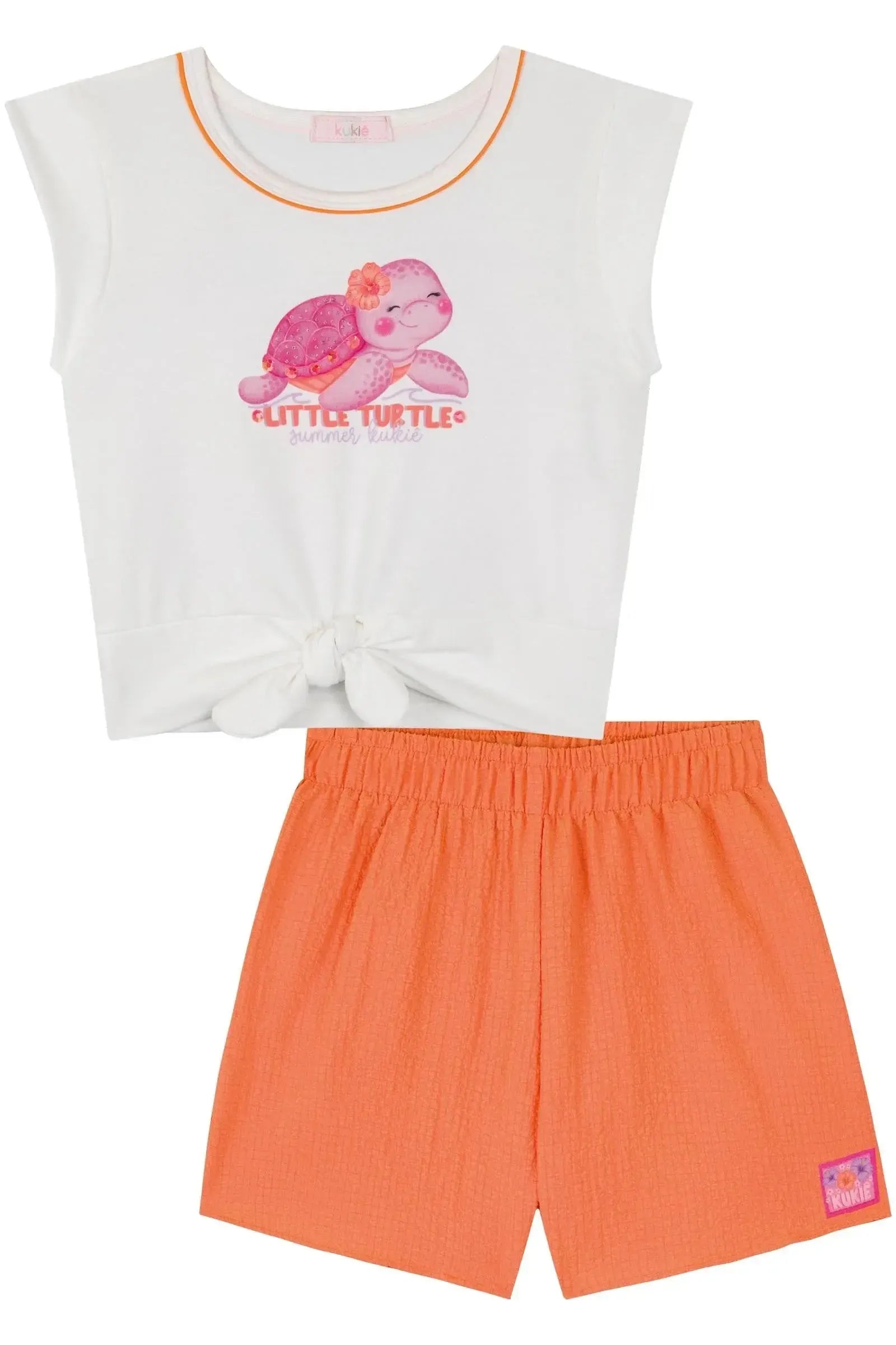 Conjunto de Blusa em Malha Power e Shorts em Crepe Textura 84186 Kukiê Infantil Menina