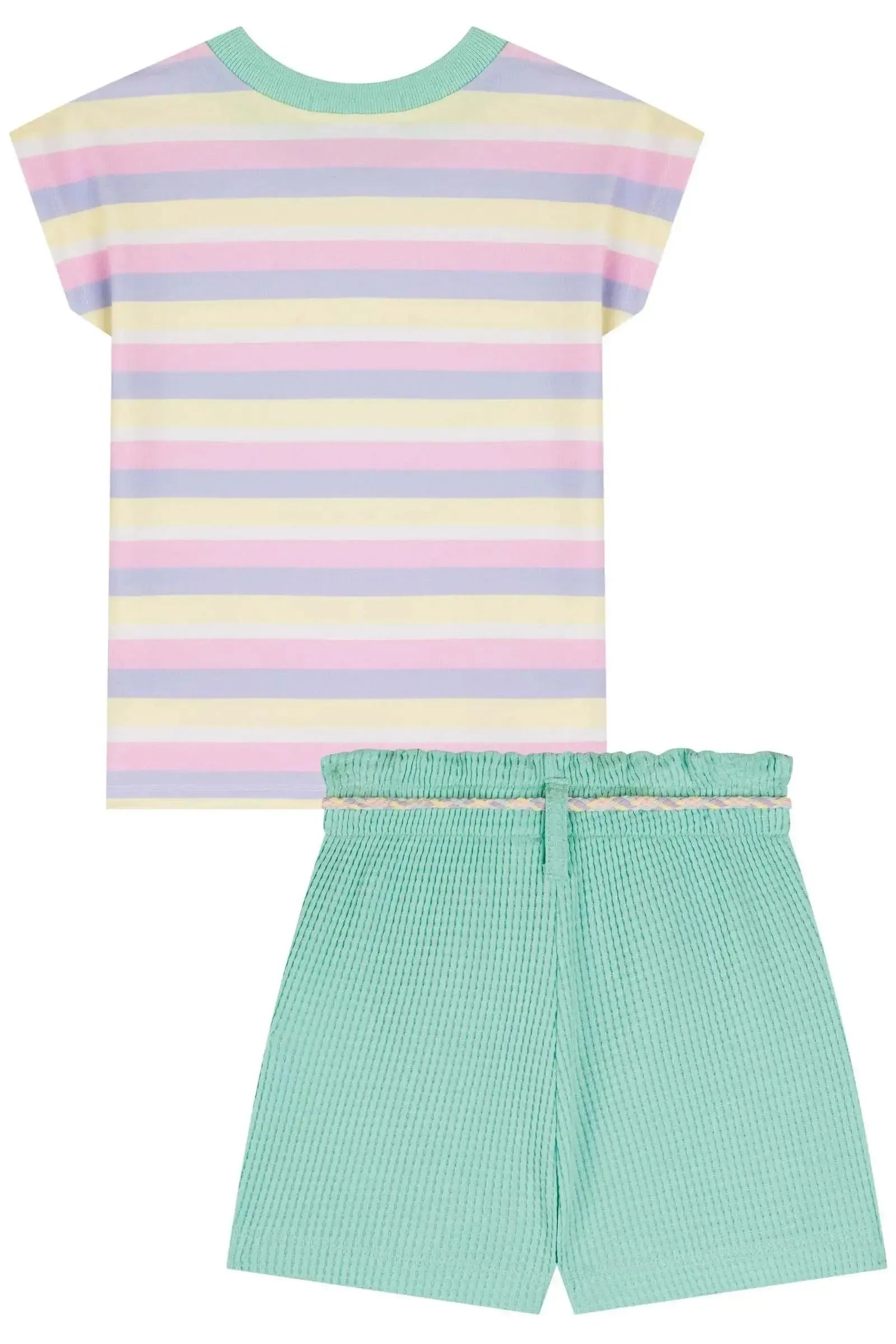 Conjunto de Blusa em Malha Power e Shorts em Malha Big Textura 84945 Kukiê Infantil Menina