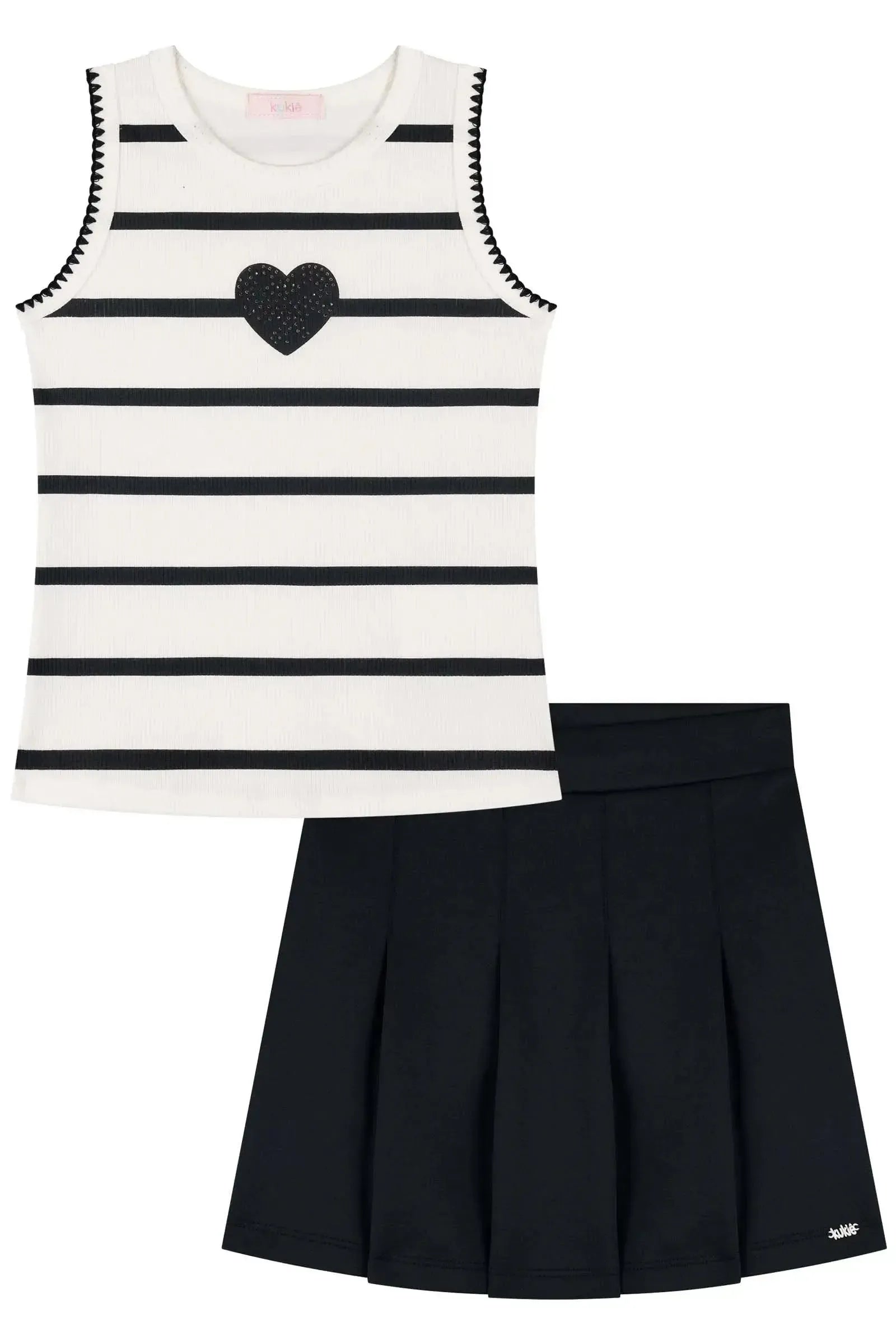 Conjunto de Blusa em Malha Uv e Saia em Fly Tech (com Shorts Embutido) 84085 Kukiê Infantil Menina