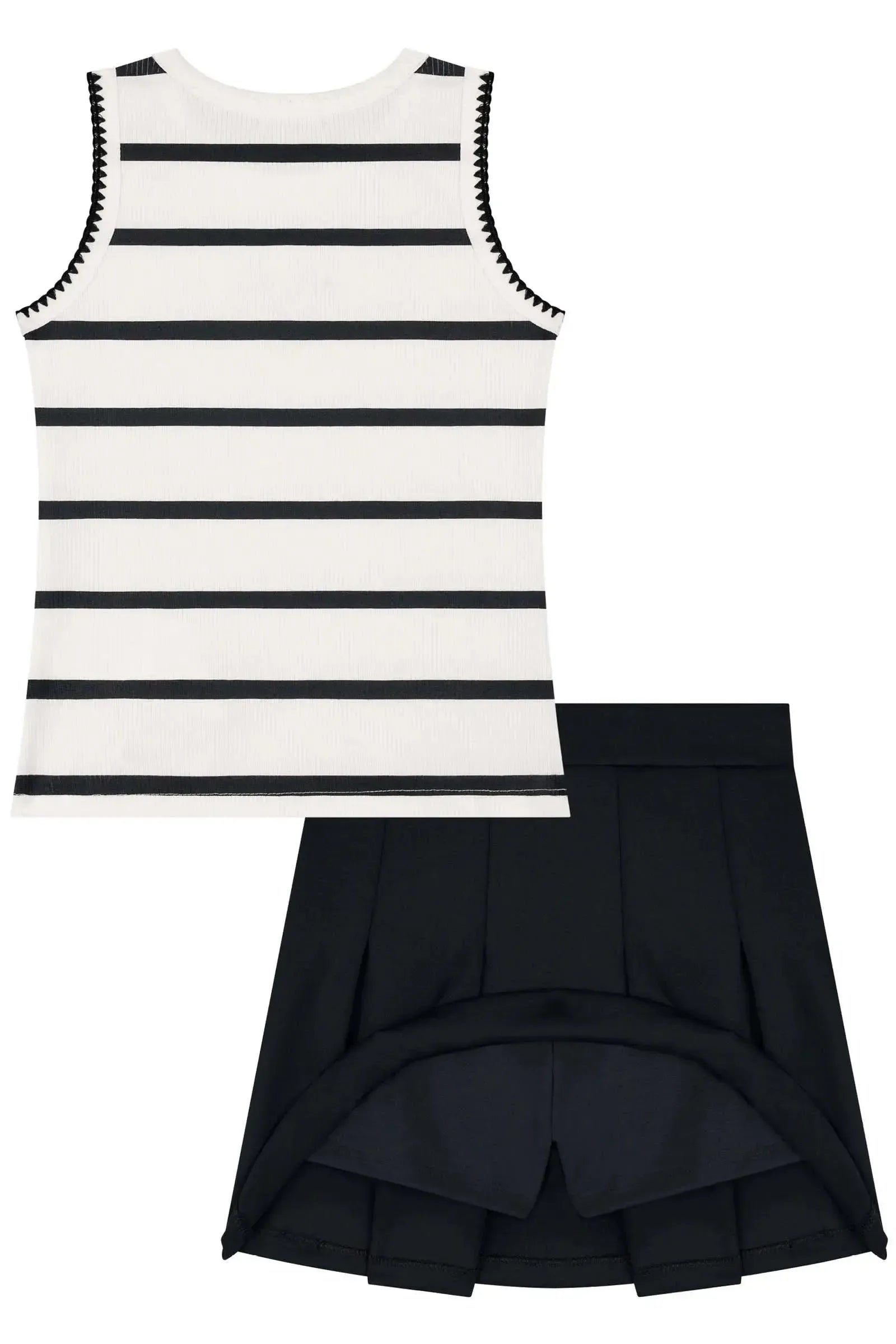 Conjunto de Blusa em Malha Uv e Saia em Fly Tech (com Shorts Embutido) 84085 Kukiê Infantil Menina