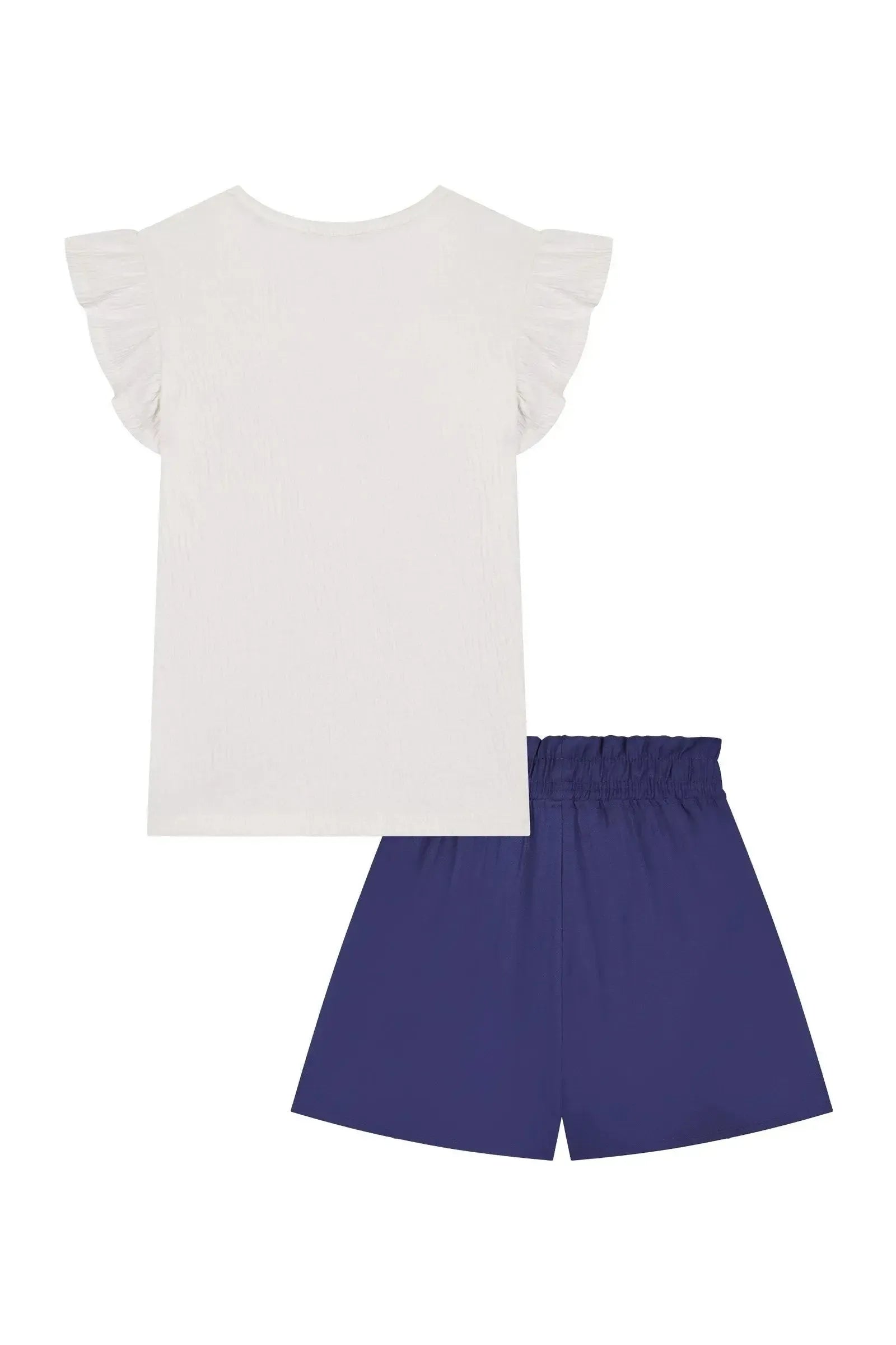 Conjunto de Blusa em Malha Wave e Shorts em Twill Fever 88236 Kukiê Infantil Menina