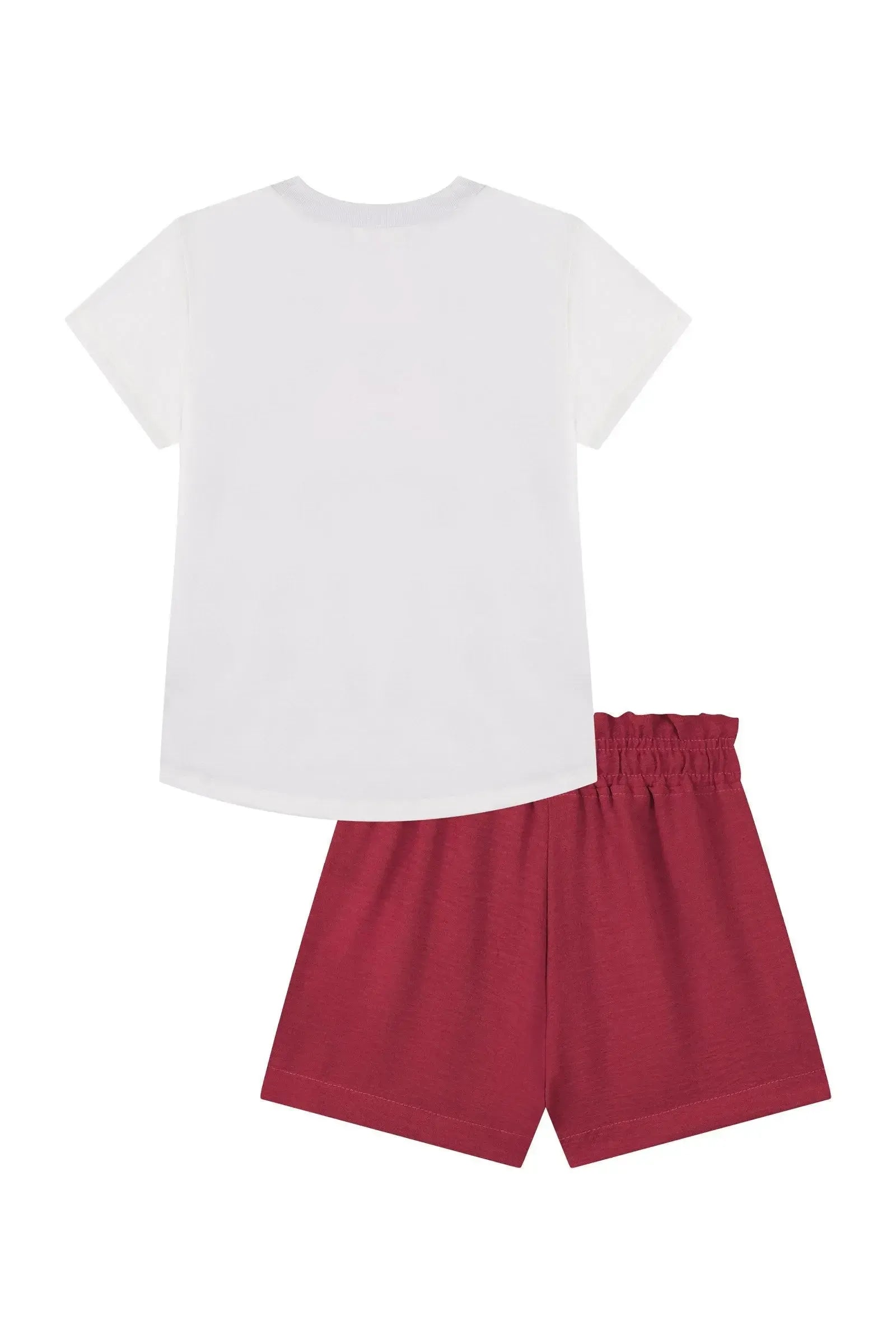 Conjunto de Blusa em Meia Malha e Shorts em Air Flow 88062 Kukiê Infantil Menina