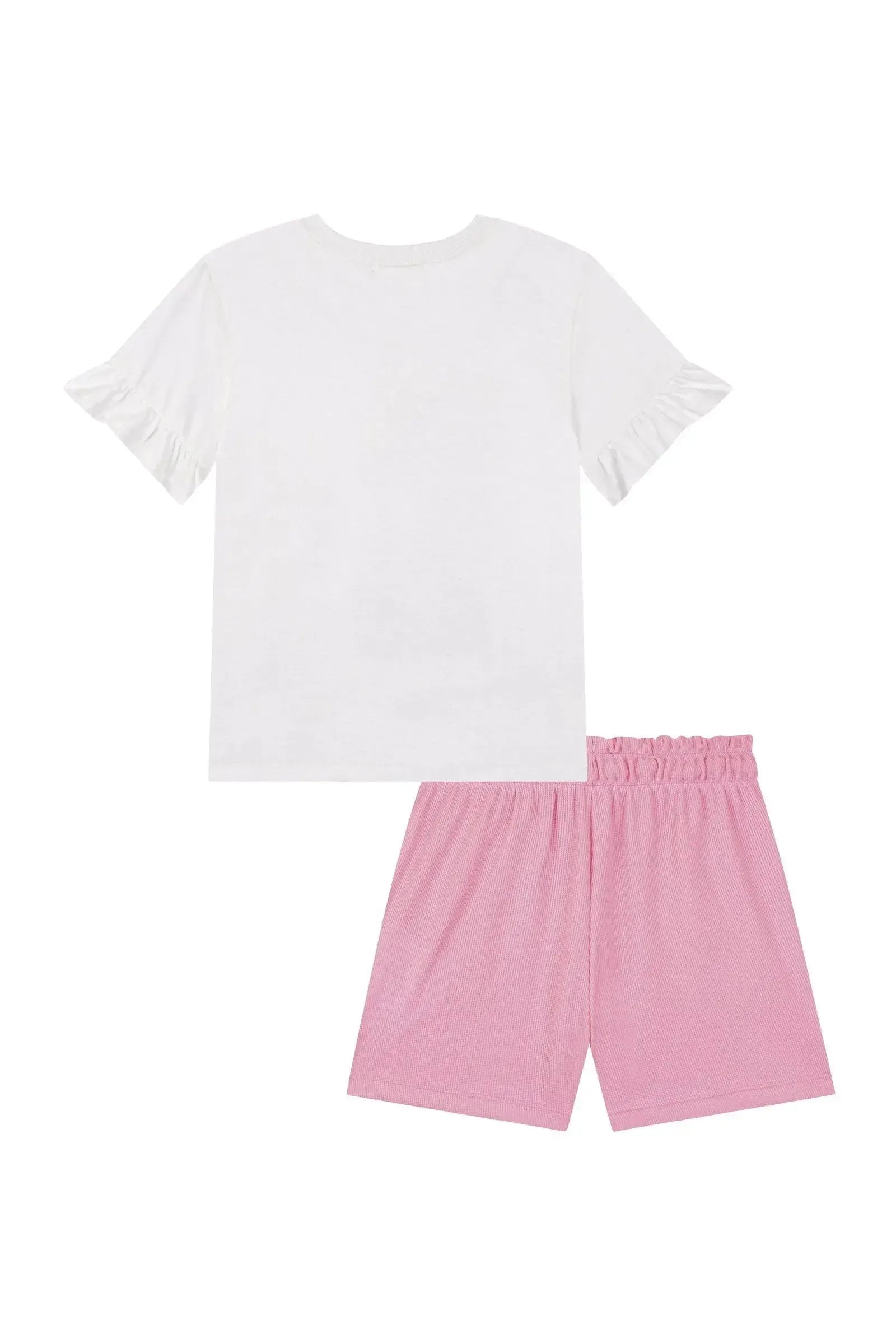 Conjunto de Blusa em Meia Malha e Shorts em Malha Mini Textura 88243 Kukiê Infantil Menina