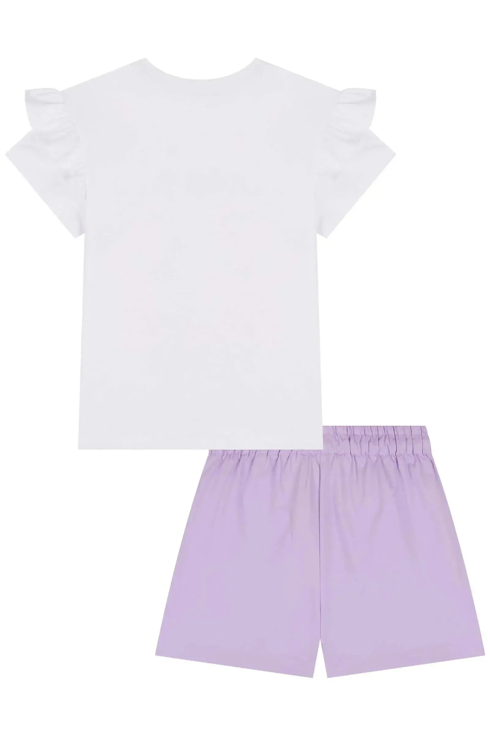 Conjunto de Blusa em Meia Malha e Shorts em Moletom 83229 Kukiê Infantil Menina