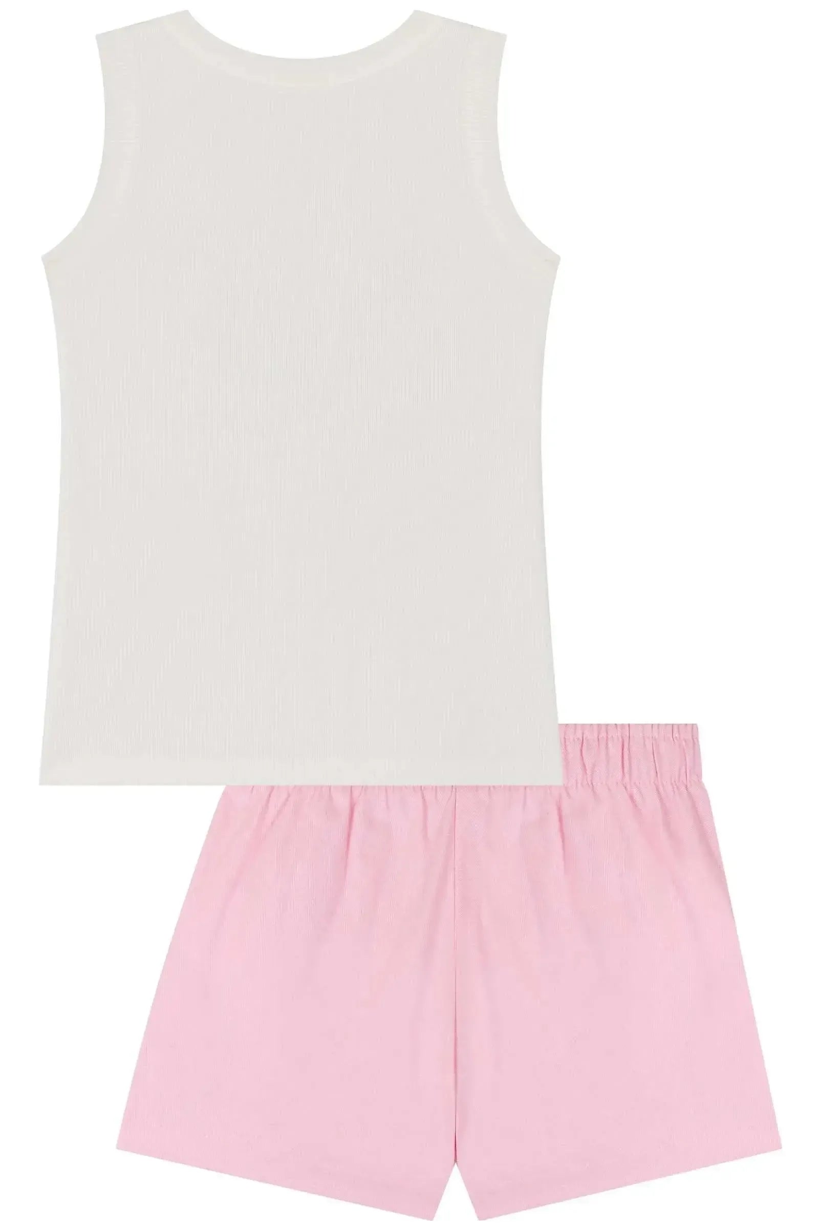 Conjunto de Blusa em Rib Fancy e Short Saia em Sarja com Elastano 84982 Kukiê Infantil Menina