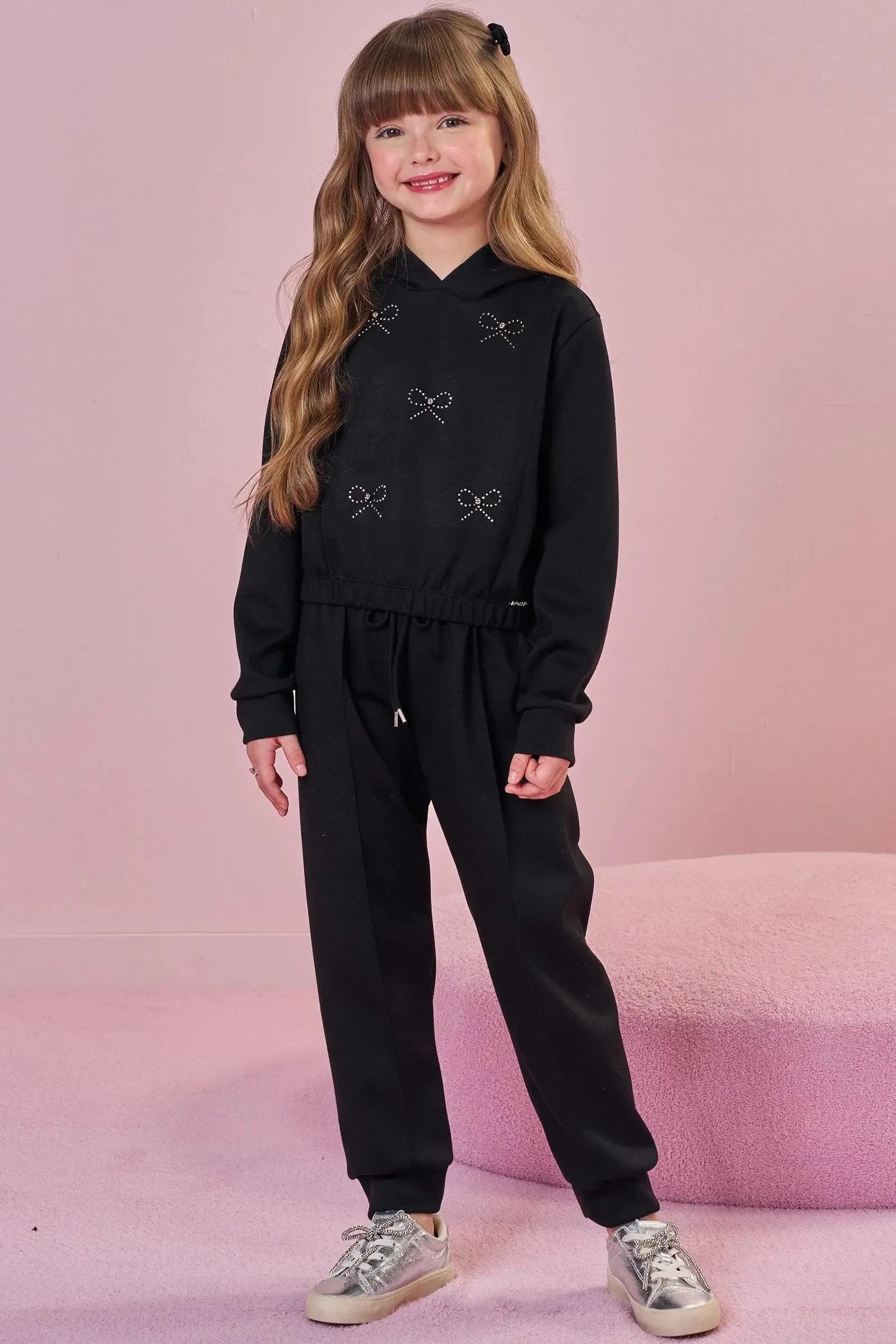 Conjunto de Blusão Boxy e Calça Jogger em Malha Tecnonew 93210 Infanti Infantil Menina