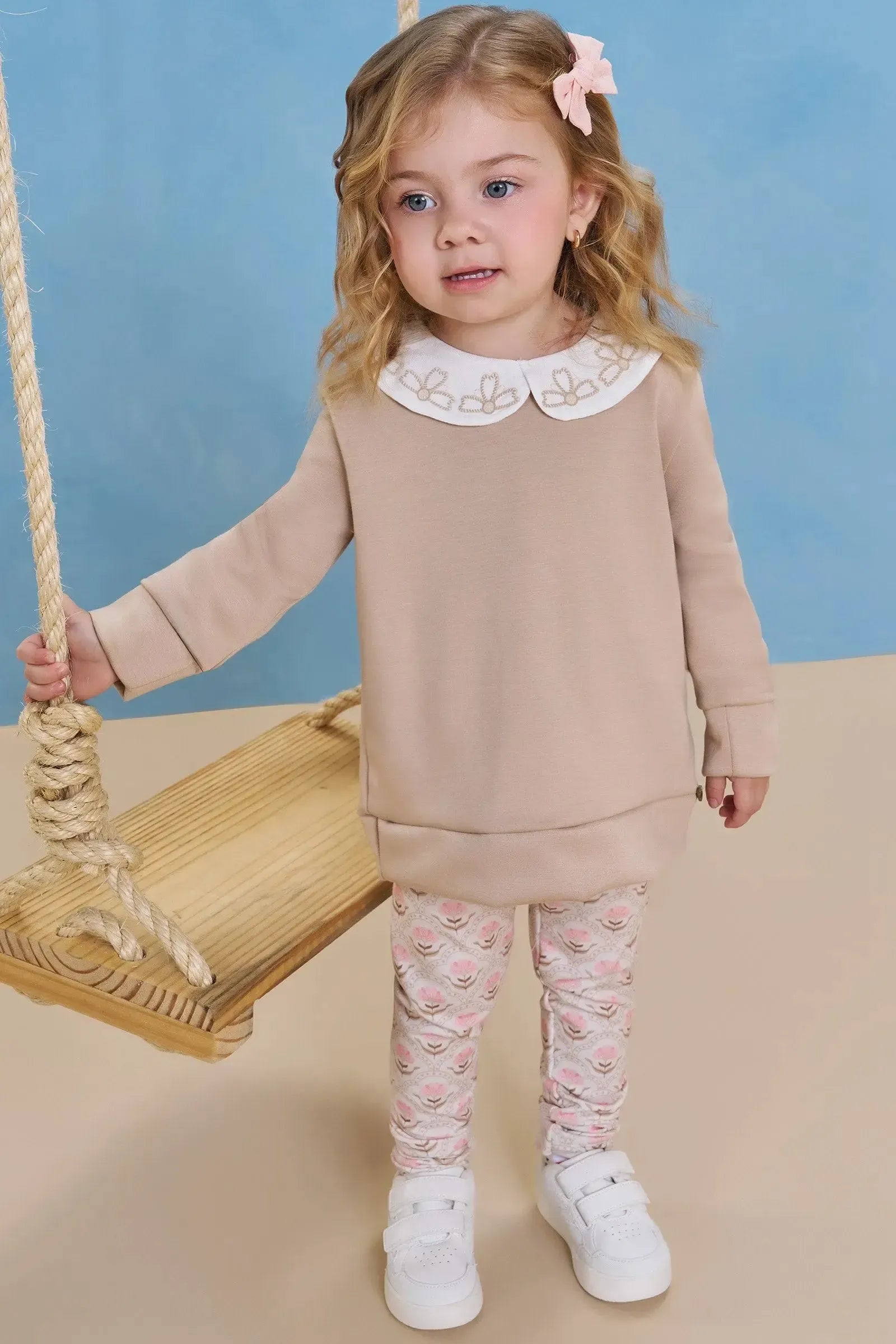 Conjunto de Blusão em Malha Tecnonew e Calça Legging em Molecotton 92482 Infanti Bebê Menina
