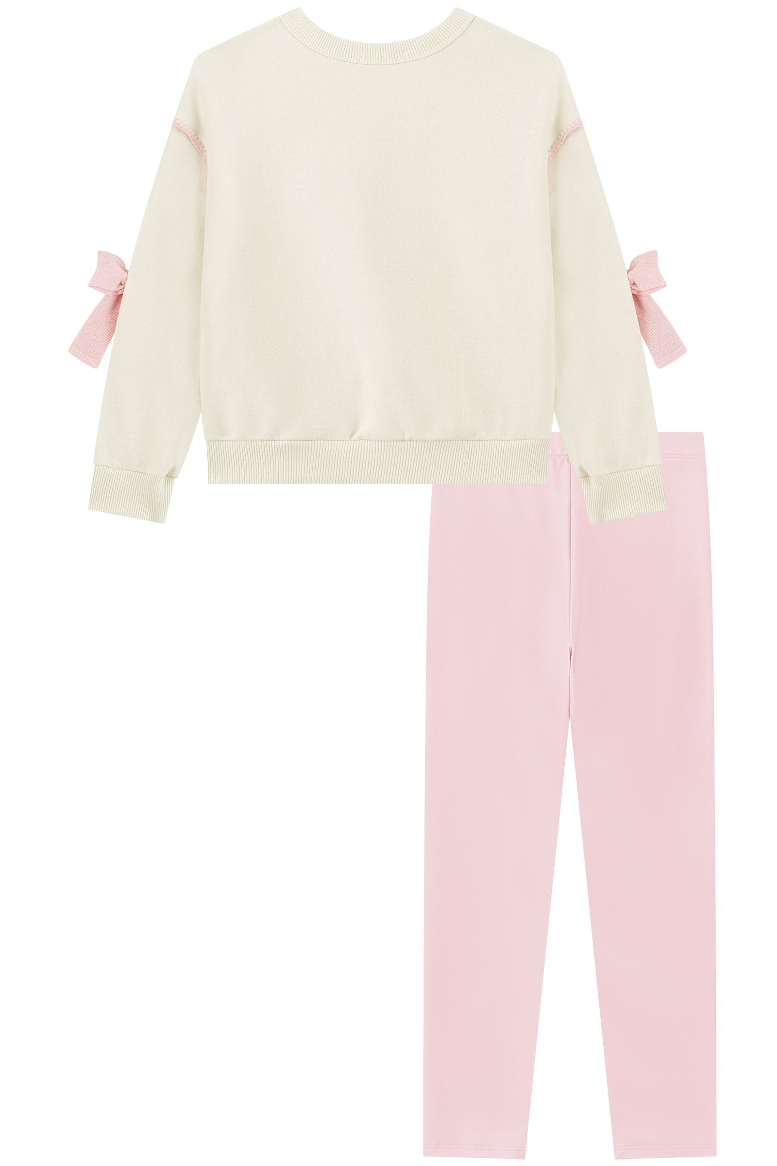 Conjunto de Blusão em Moletom com Pelúcia e Legging em Couro Eco e Termoskin Peluciado 93779 Kukiê Infantil Menina