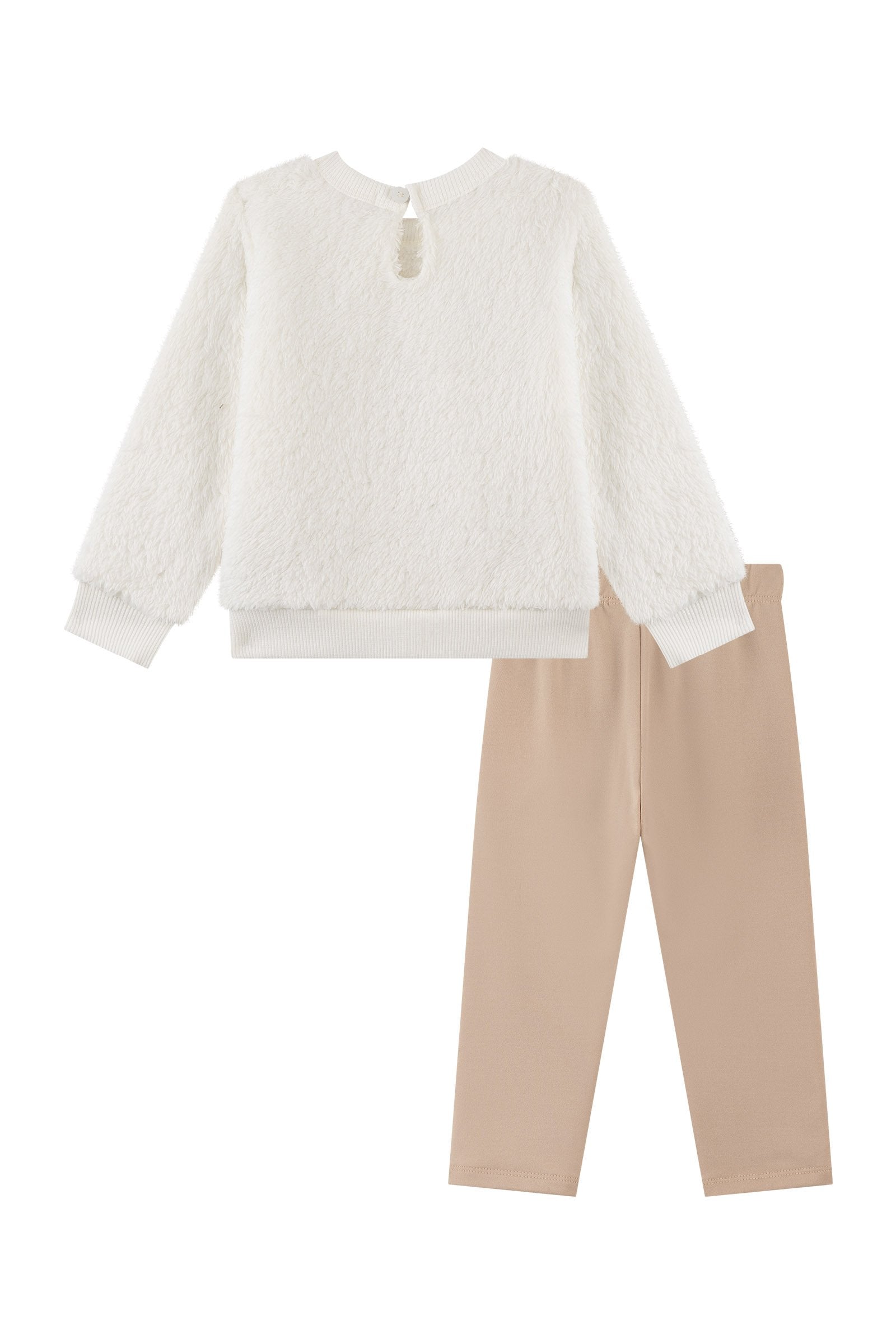 Conjunto de Blusão em Pêlo Carneirinho e Calça Legging em Couro Eco e Termoskin Peluciado 92125 Kukiê Bebê Menina