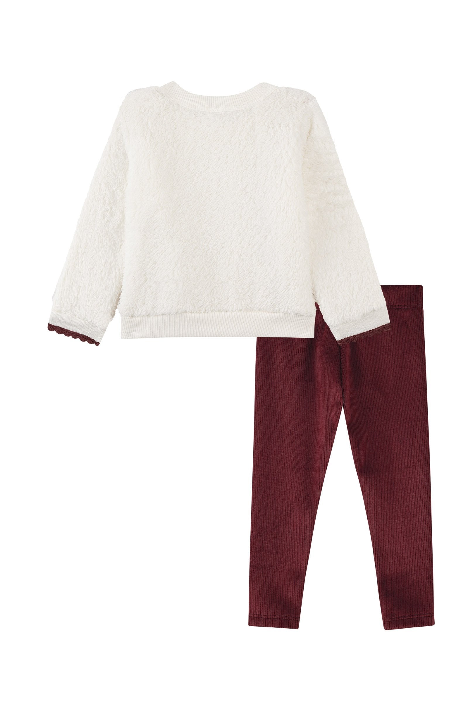 Conjunto de Blusão em Pêlo Carneirinho e Calça Legging em Fleece Cotelê com Elastano 92219 Kukiê Bebê Menina