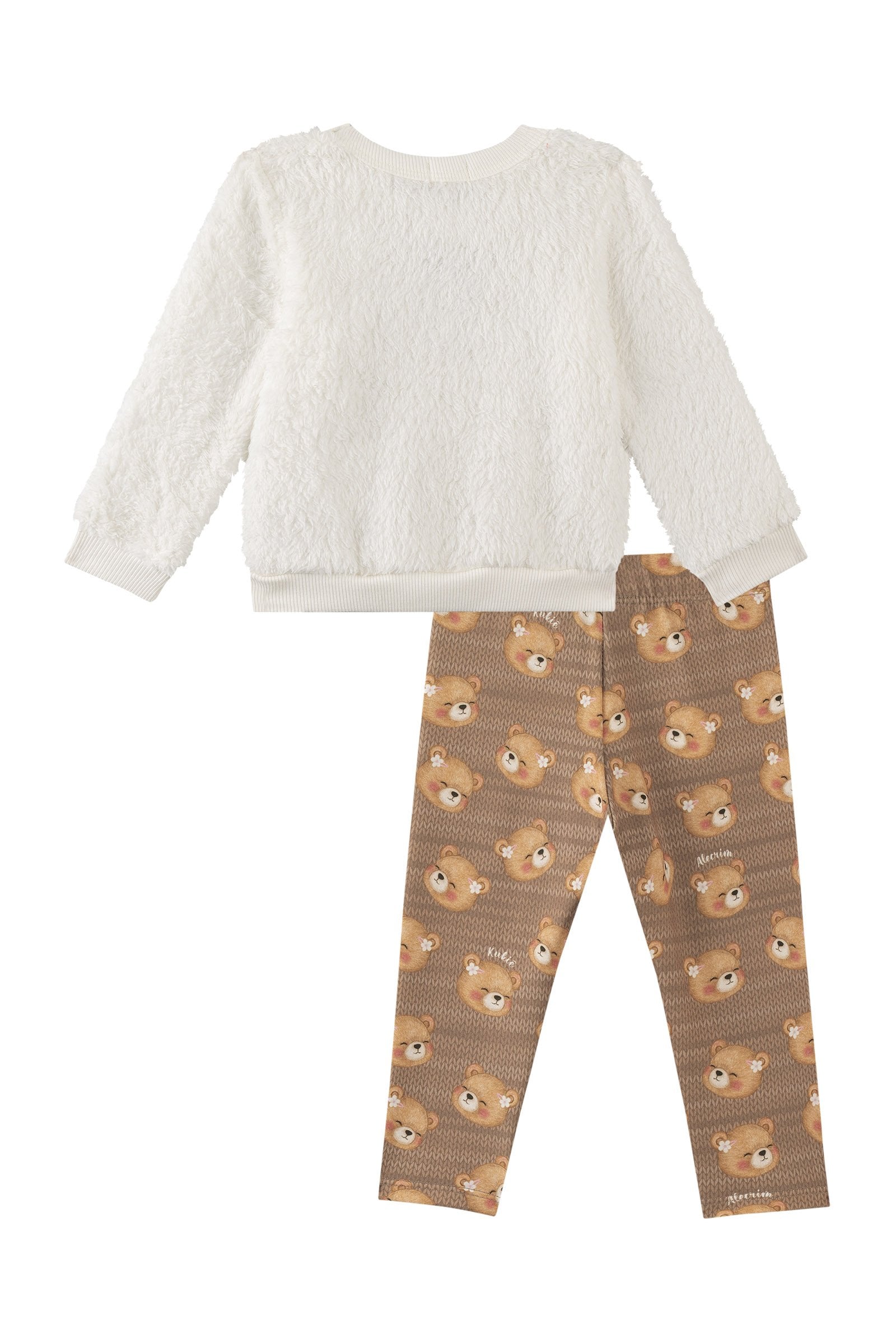 Conjunto de Blusão em Pêlo Carneirinho e Calça Legging em Termoskin Peluciado 90304 Kukiê Bebê Menina