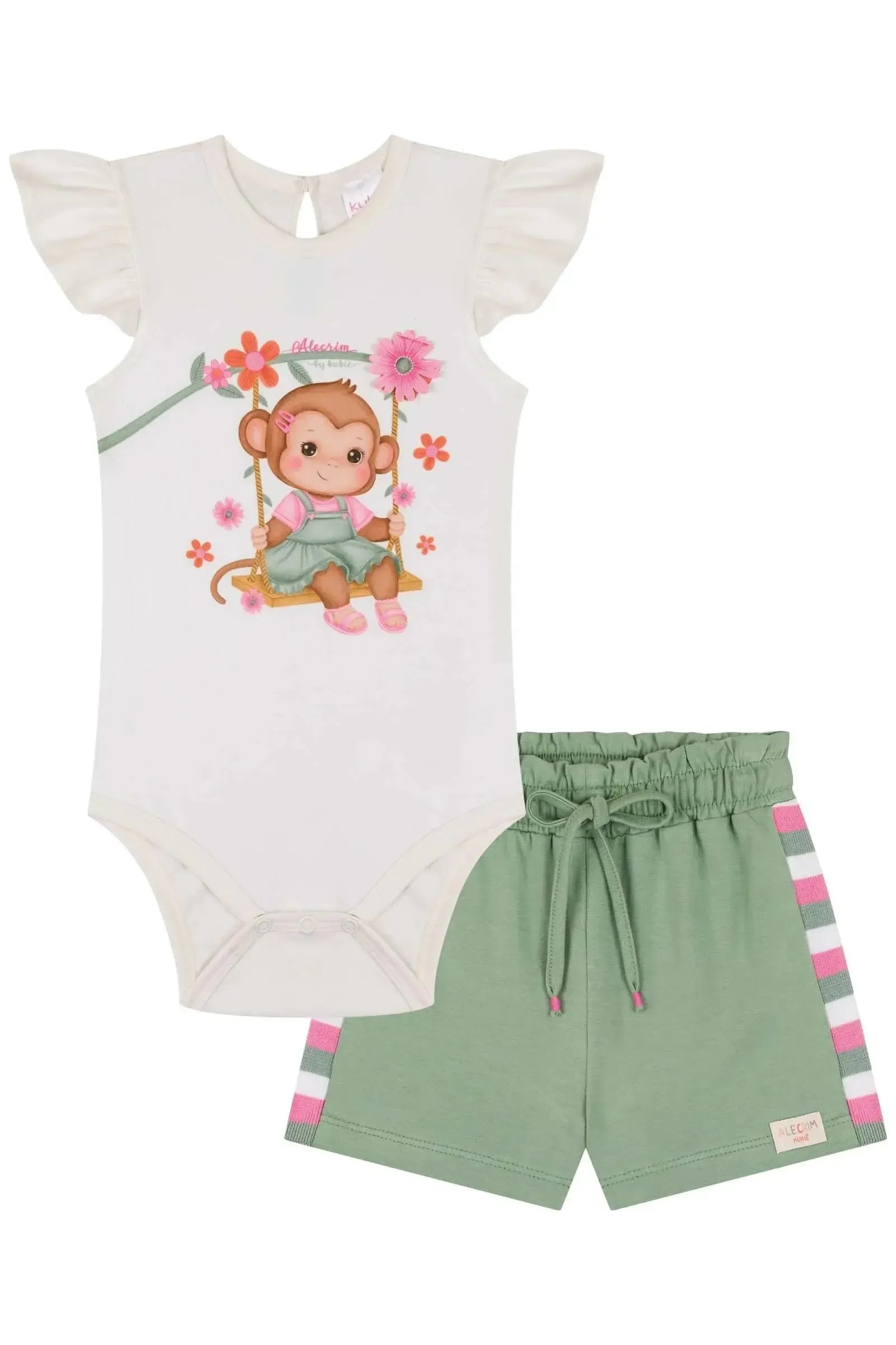 Conjunto de Body e Shorts em Cotton 85502 Kukiê Bebê Menina