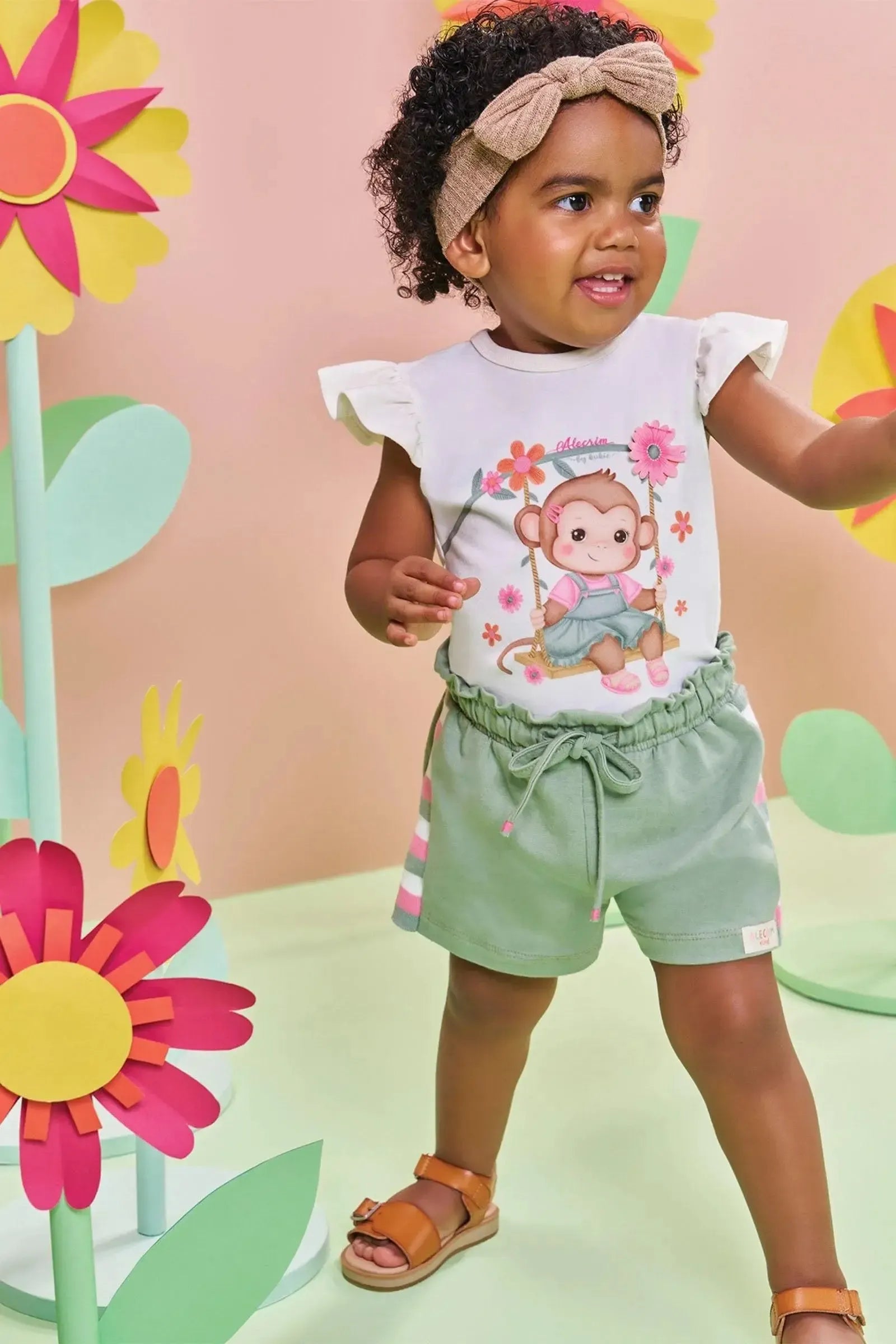 Conjunto de Body e Shorts em Cotton 85502 Kukiê Bebê Menina