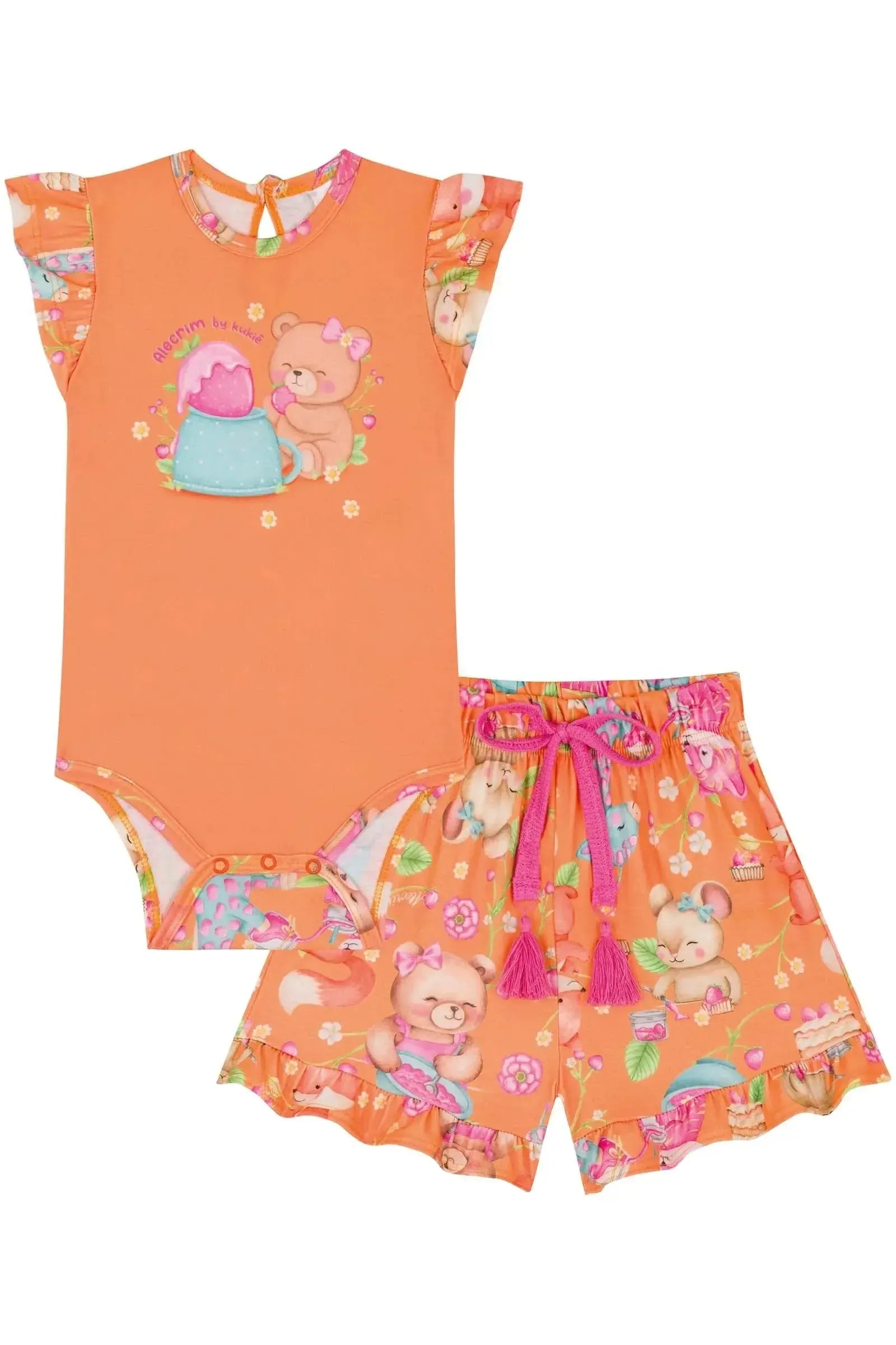 Conjunto de Body e Shorts em Malha Fresh 85477 Kukiê Bebê Menina