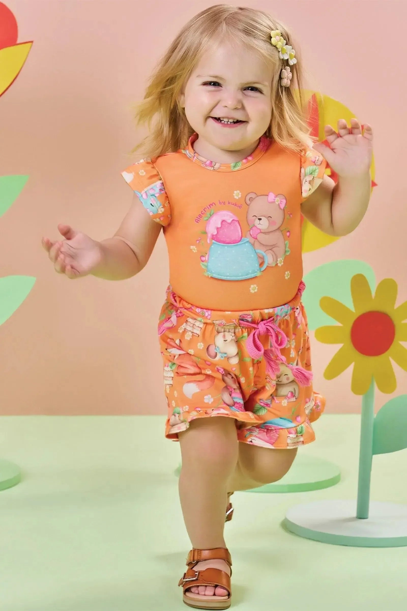 Conjunto de Body e Shorts em Malha Fresh 85477 Kukiê Bebê Menina