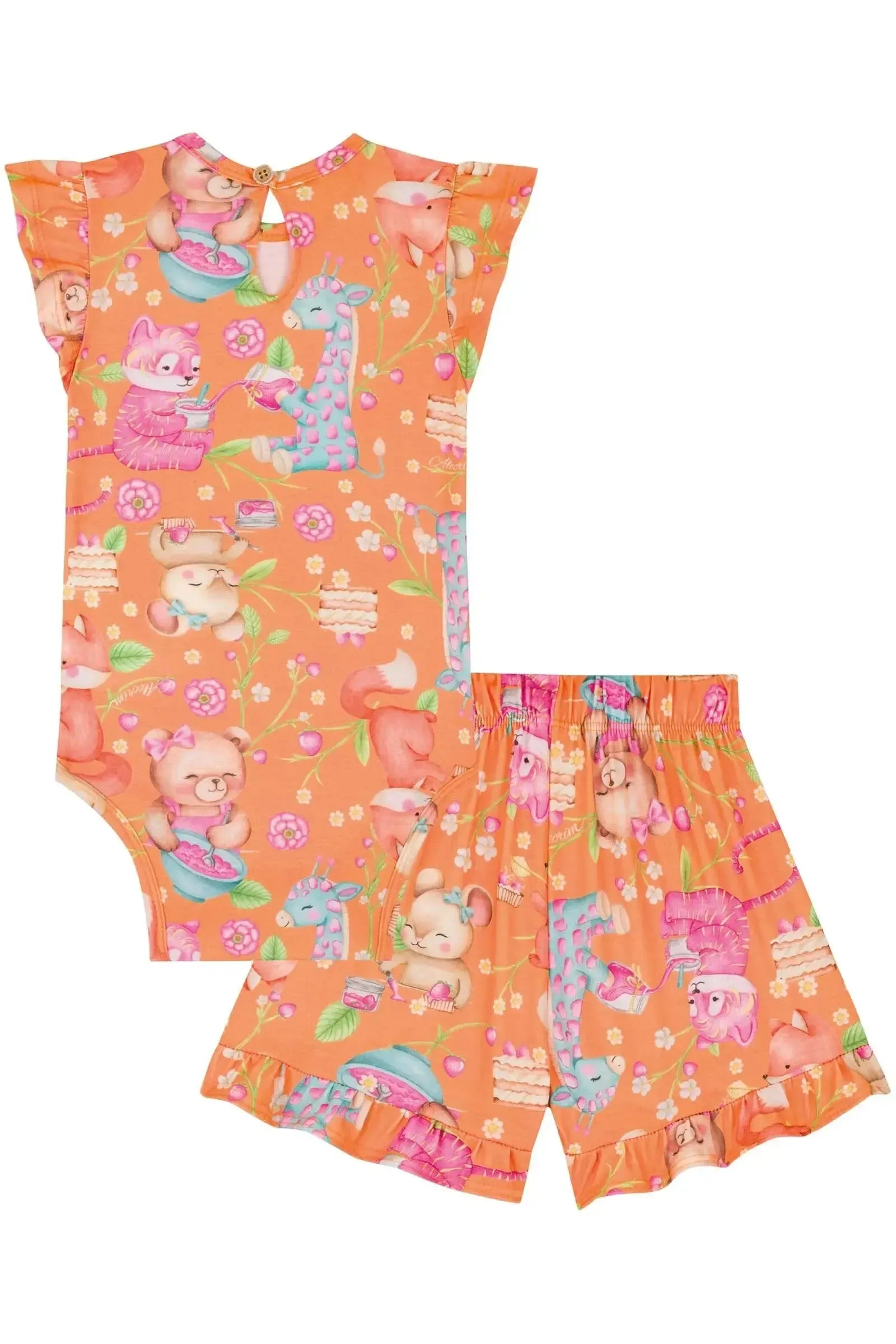 Conjunto de Body e Shorts em Malha Fresh 85477 Kukiê Bebê Menina