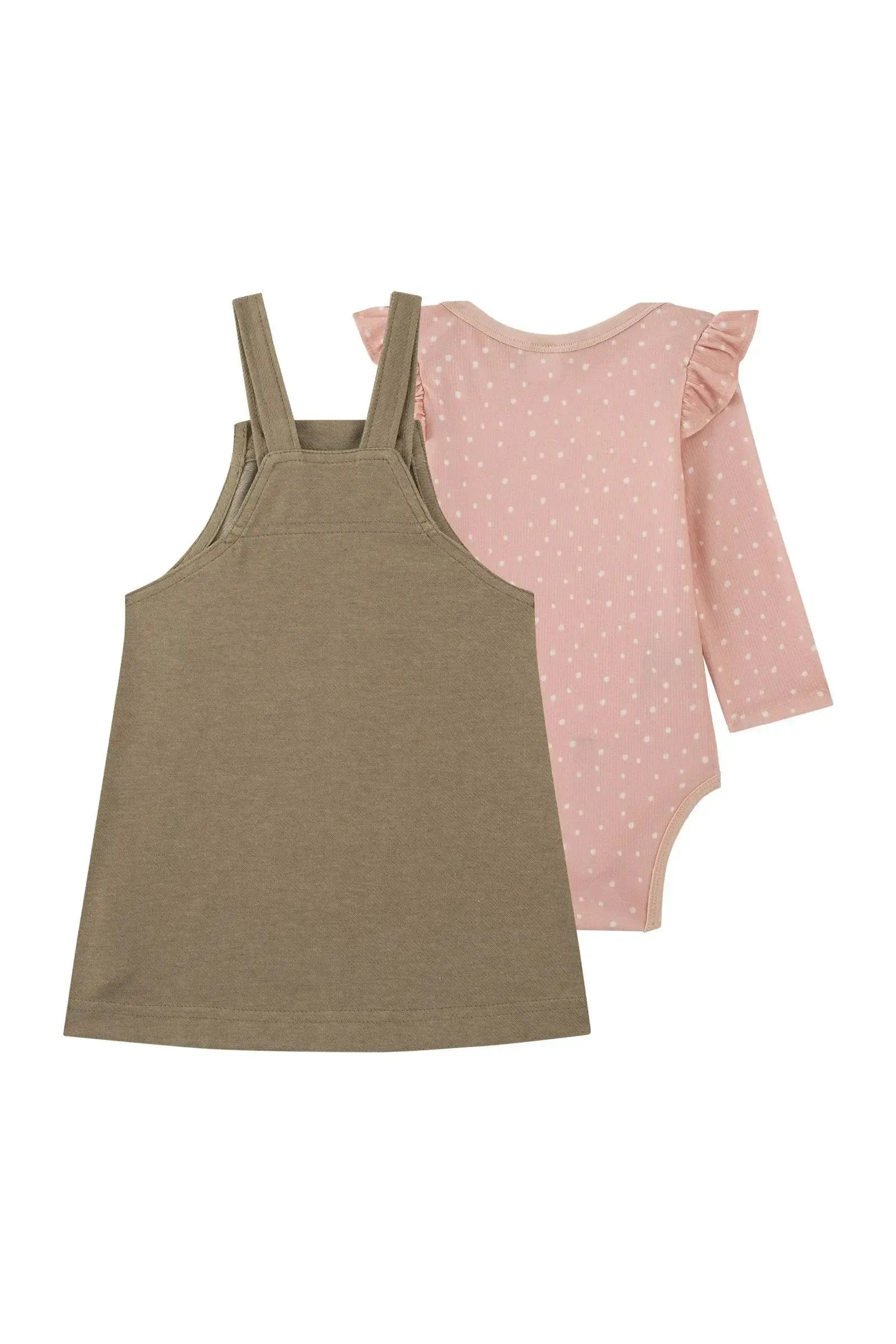 Conjunto de Body em Canelado e Salopete em Cotton Jeans 91886 Kukiê Bebê Menina