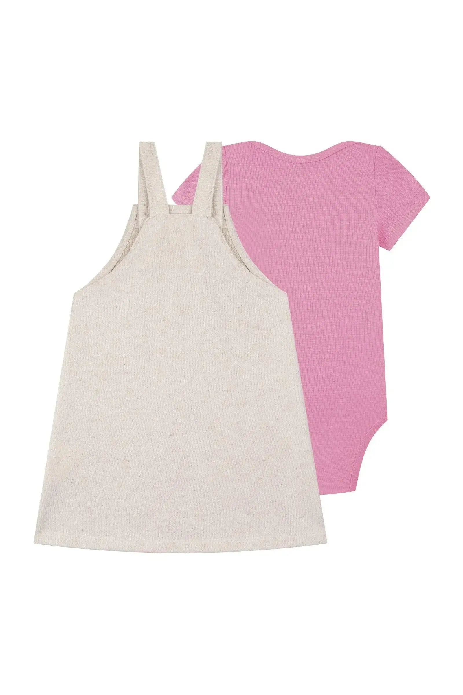 Conjunto de Body em Canelado e Salopete em Moletom Linho 87258 Kukiê Bebê Menina