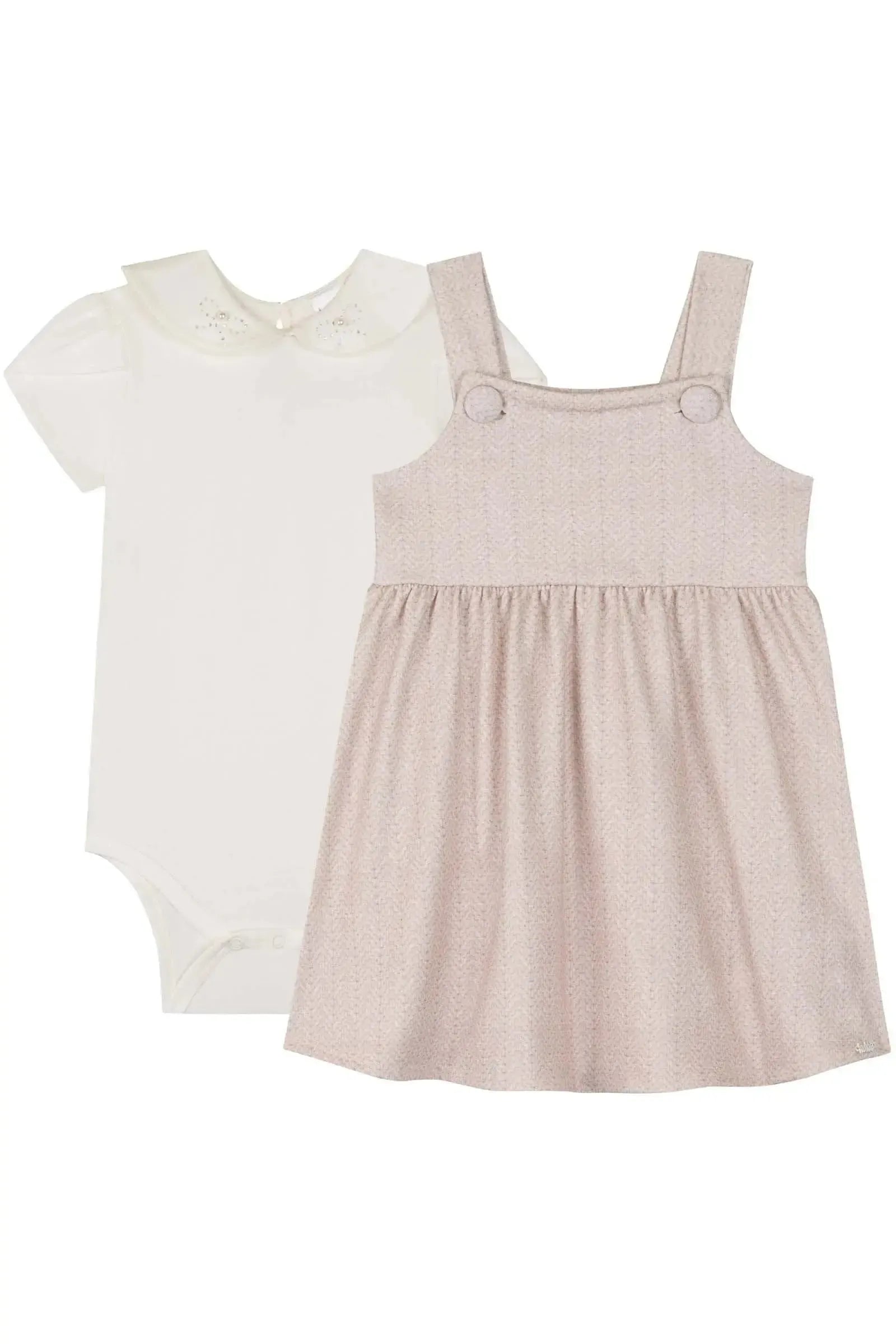 Conjunto de Body em Cotton e Salopete em Molecotton 84680 Kukiê Bebê Menina