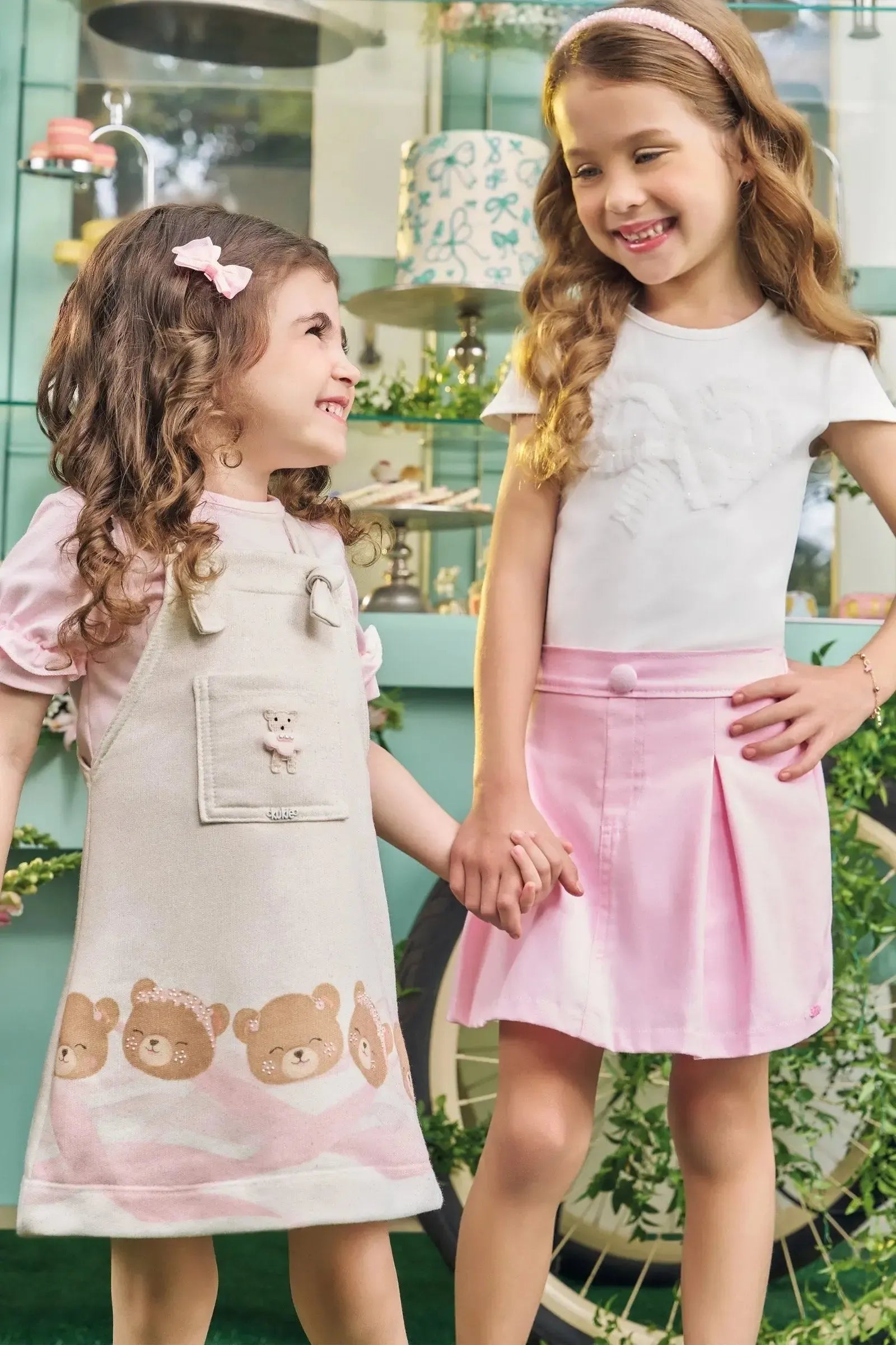 Conjunto de Body em Cotton e Salopete em Moletom Linho sem Pelúcia 85564 Kukiê Bebê Menina