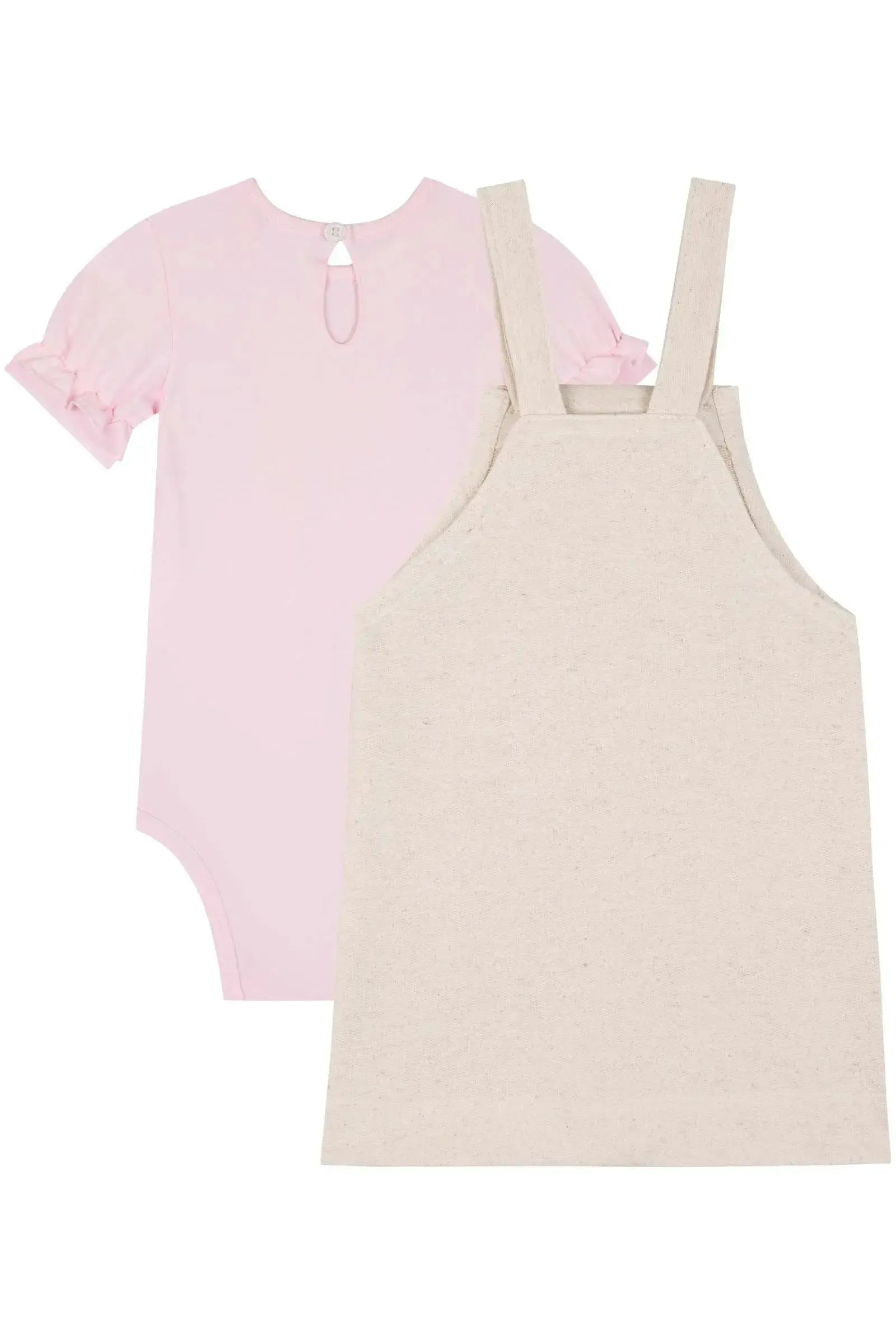 Conjunto de Body em Cotton e Salopete em Moletom Linho sem Pelúcia 85564 Kukiê Bebê Menina