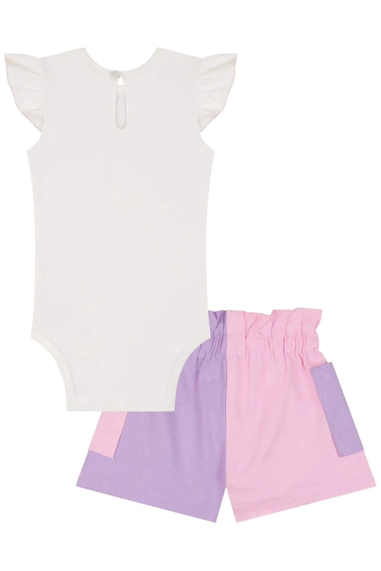 Conjunto de Body em Cotton e Shorts em Sarja com Elastano 85423 Kukiê Bebê Menina