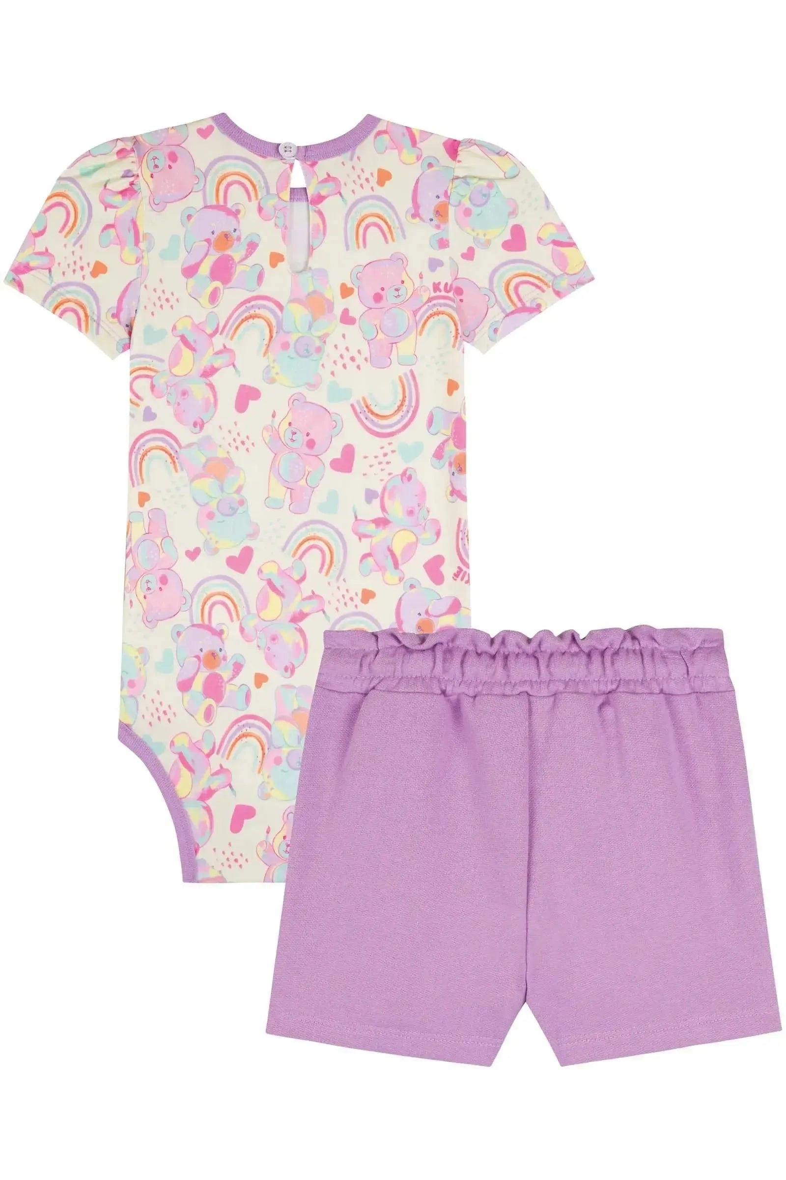 Conjunto de Body em Malha Comfy e Short Saia em Moletom 85728 Kukiê Bebê Menina