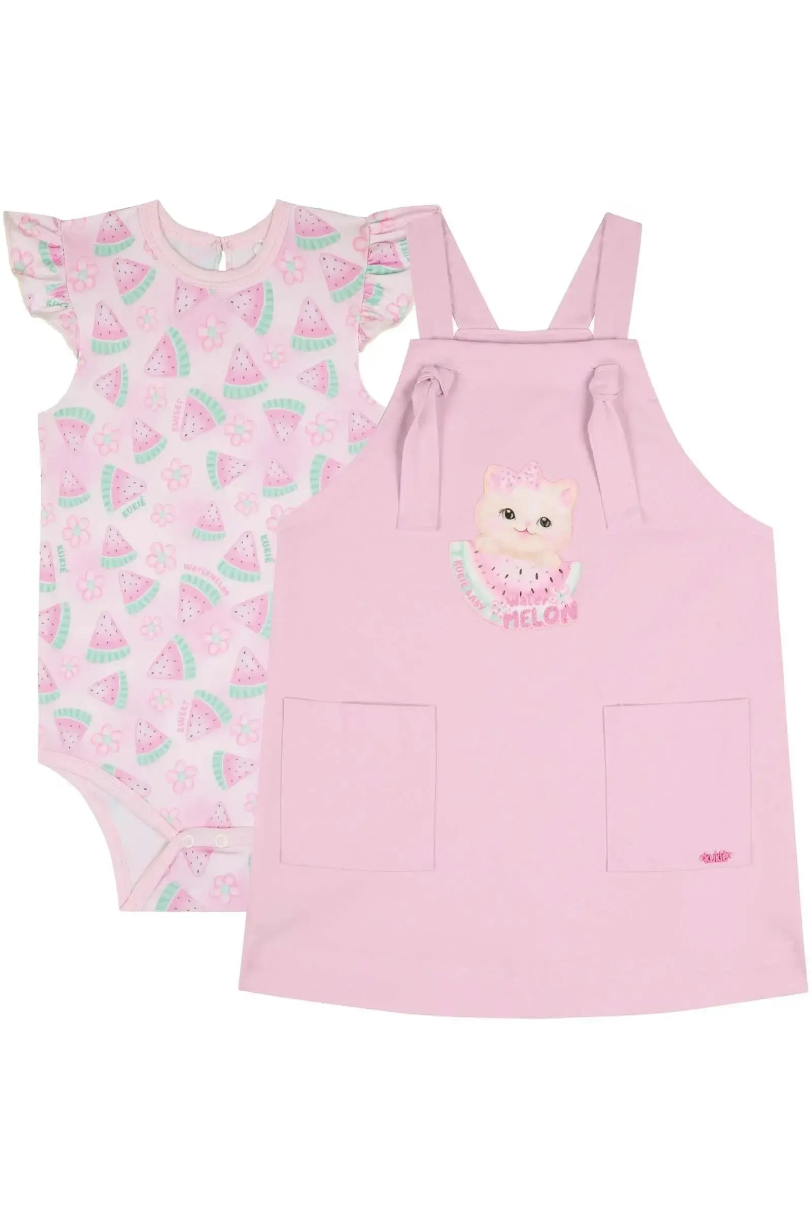 Conjunto de Body em Malha Comfy Salopete em Sarja com Elastano 85576 Kukiê Bebê Menina