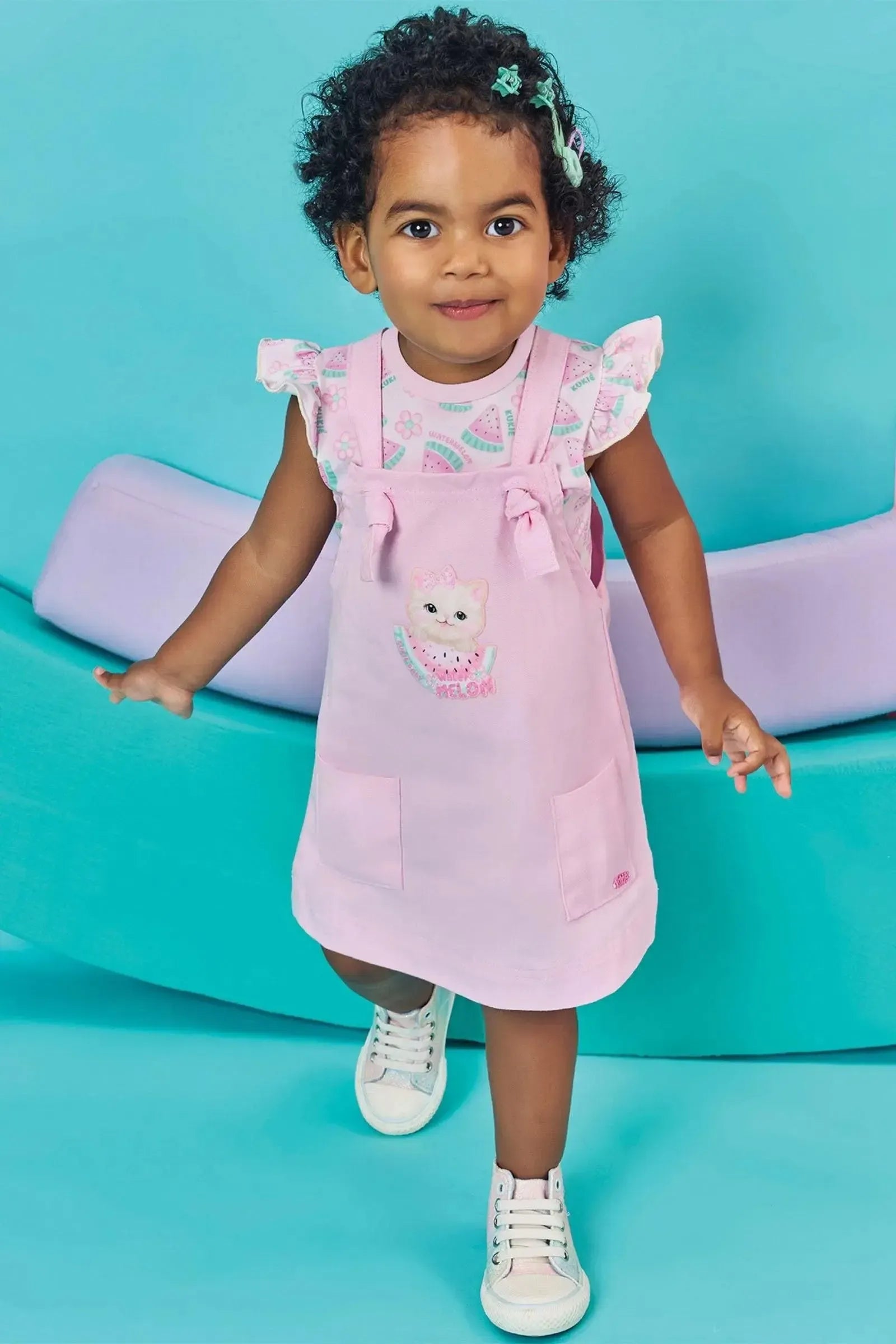 Conjunto de Body em Malha Comfy Salopete em Sarja com Elastano 85576 Kukiê Bebê Menina