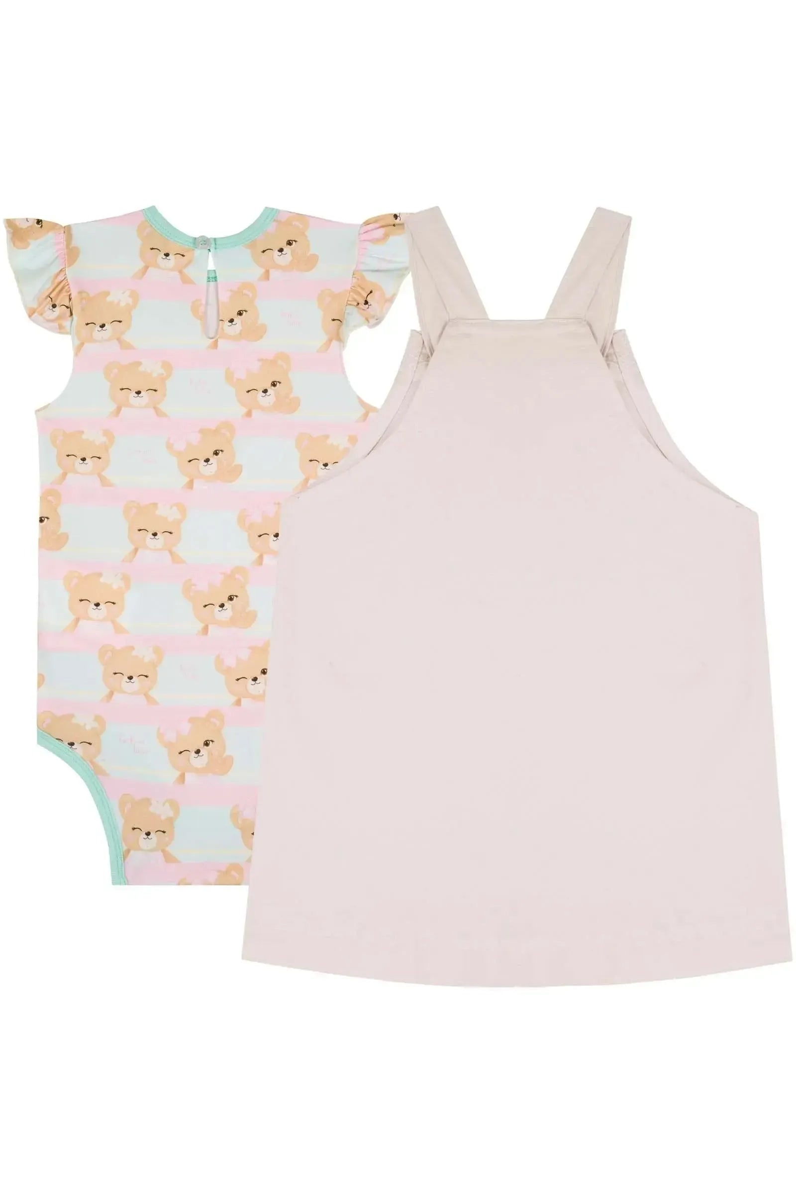 Conjunto de Body em Malha Comfy Salopete em Sarja com Elastano 85576 Kukiê Bebê Menina