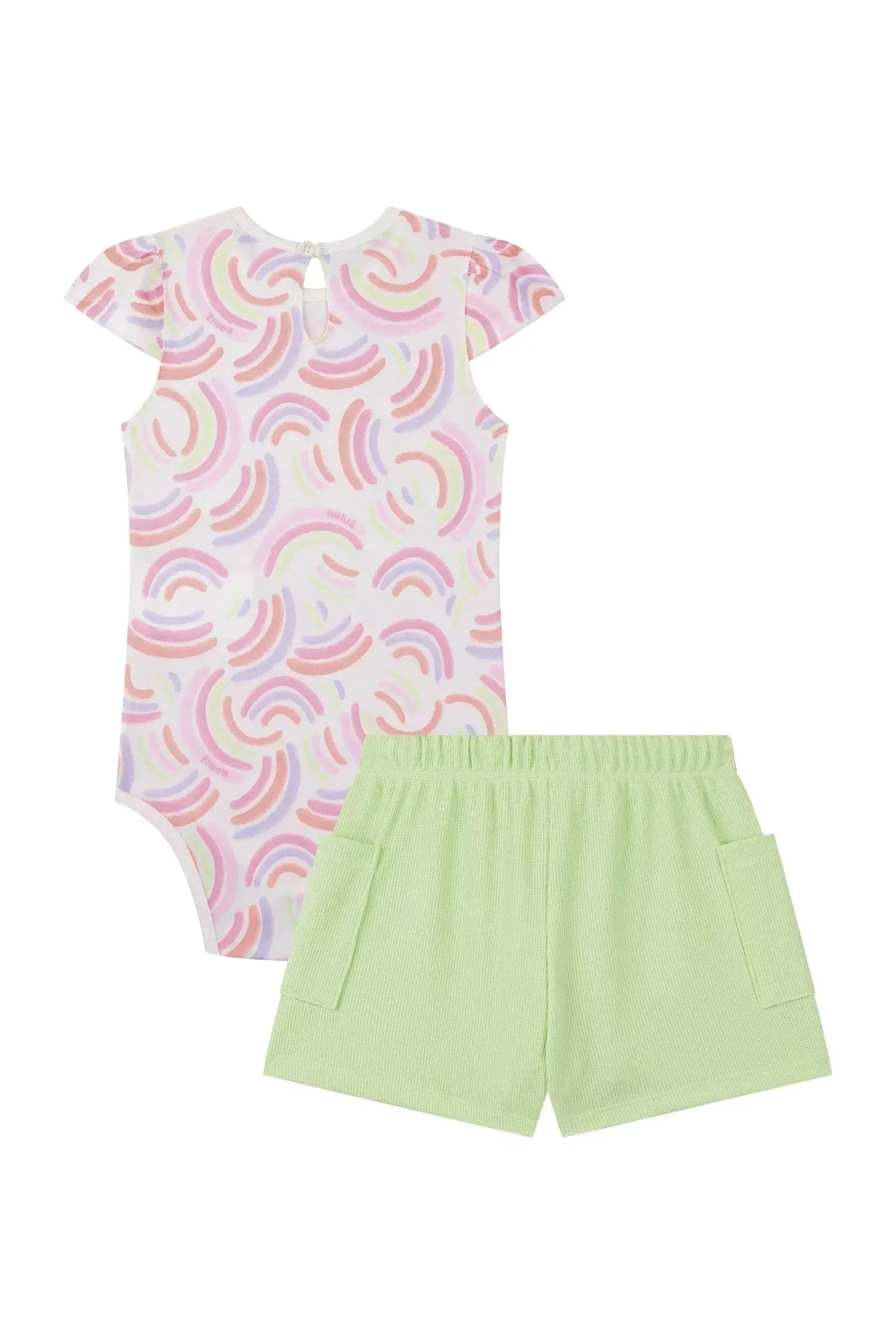 Conjunto de Body em Malha Fresh e Shorts em Mini Textura 87266 Kukiê Bebê Menina