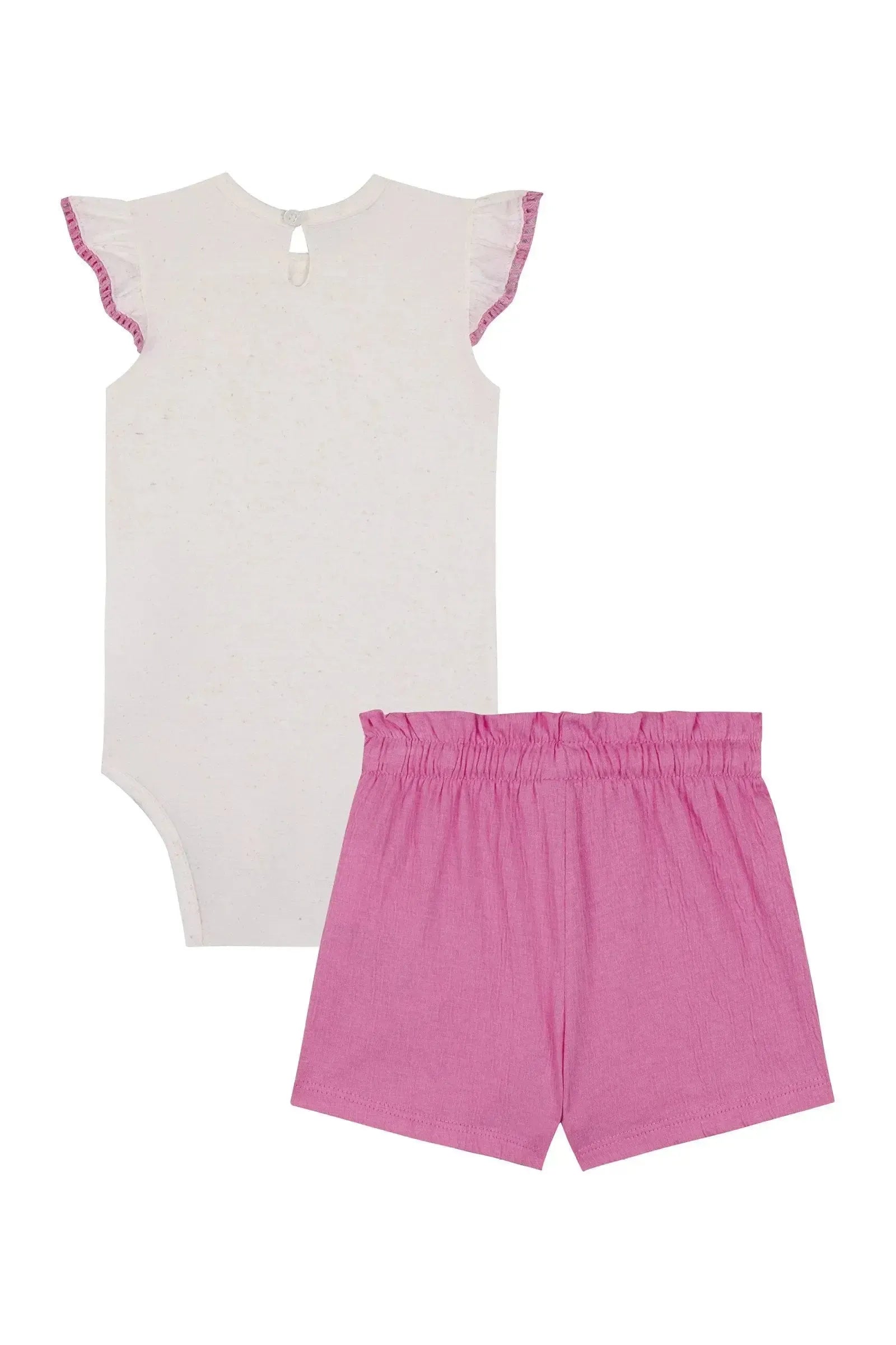 Conjunto de Body em Malha Wave Linho e Shorts em Malha Wave 88050 Kukiê Bebê Menina