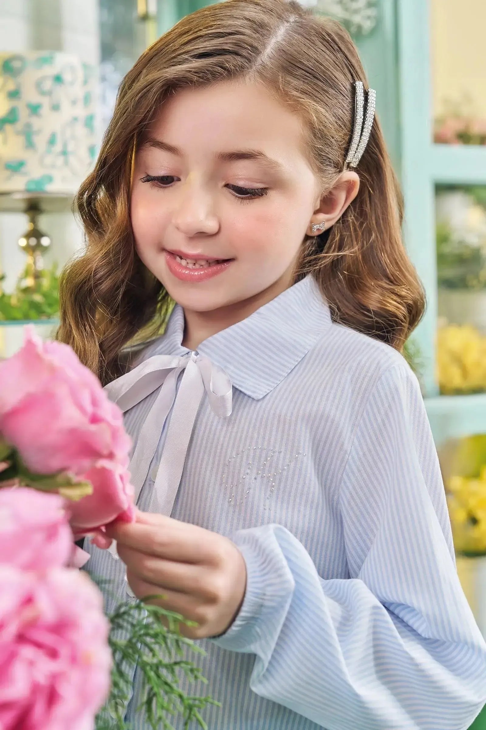 Conjunto de Camisa em Tricoline de Algodão e Short Saia em Sarja com Elastano 83739 Kukiê Infantil Menina