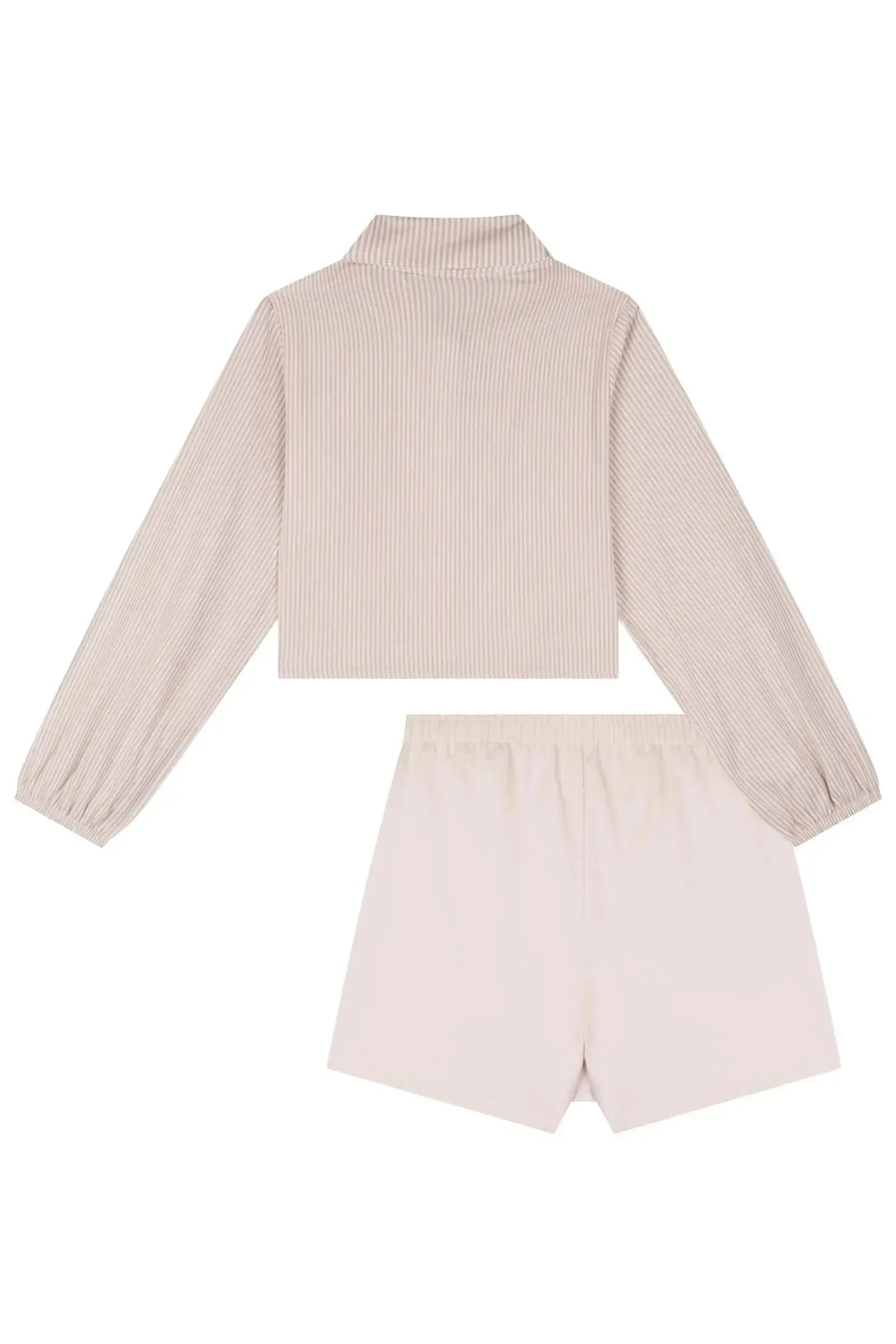 Conjunto de Camisa em Tricoline de Algodão e Short Saia em Sarja com Elastano 83739 Kukiê Infantil Menina