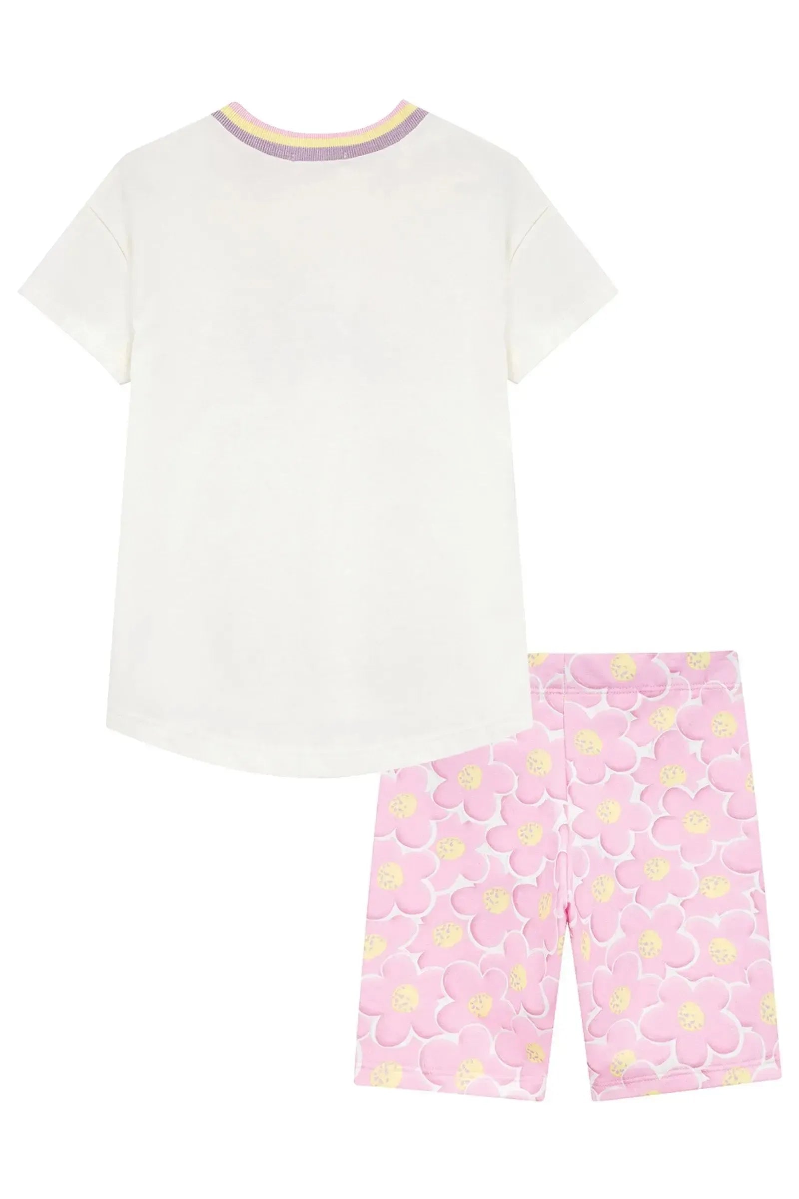 Conjunto de Camiseta em Meia Malha e Bermuda Biker em Molecotton 96401 Kukiê Infantil Menina