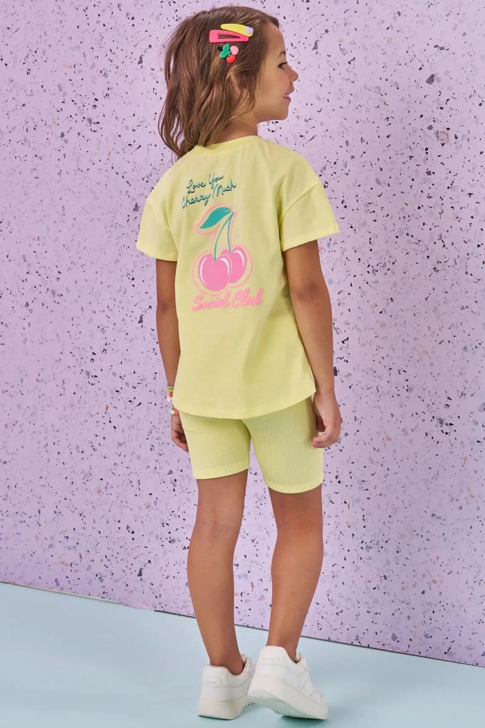 Conjunto de Camiseta em Meia Malha e Biker em Solft Line 88738 Kukiê Infantil Menina