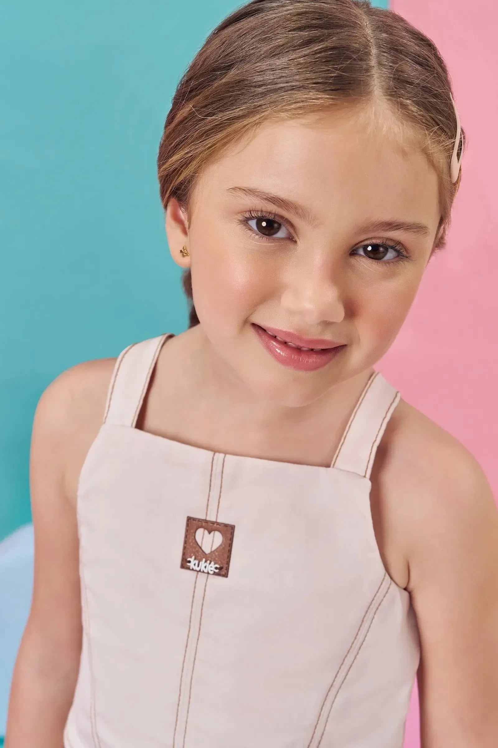 Conjunto de Cropped e Calça em Sarja com Elastano 84261 Kukiê Infantil Menina