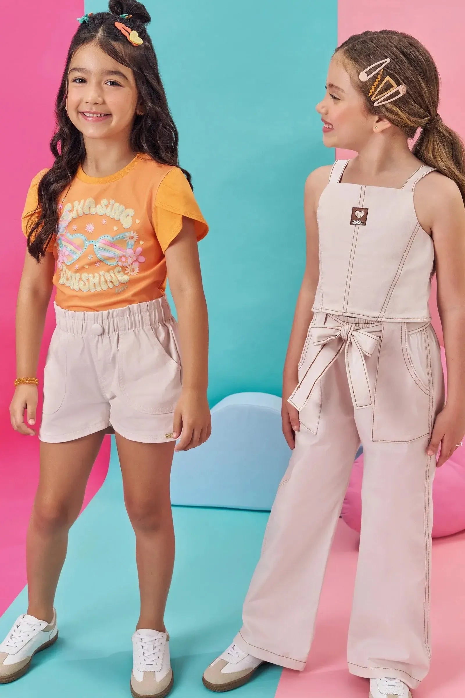 Conjunto de Cropped e Calça em Sarja com Elastano 84261 Kukiê Infantil Menina