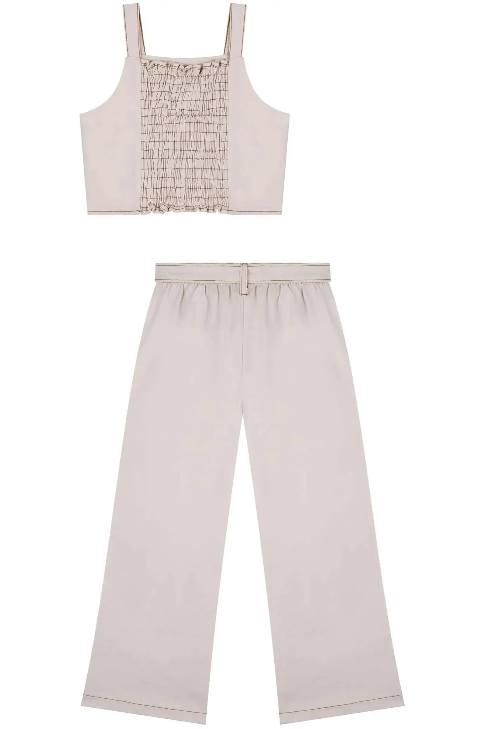 Conjunto de Cropped e Calça em Sarja com Elastano 84261 Kukiê Infantil Menina